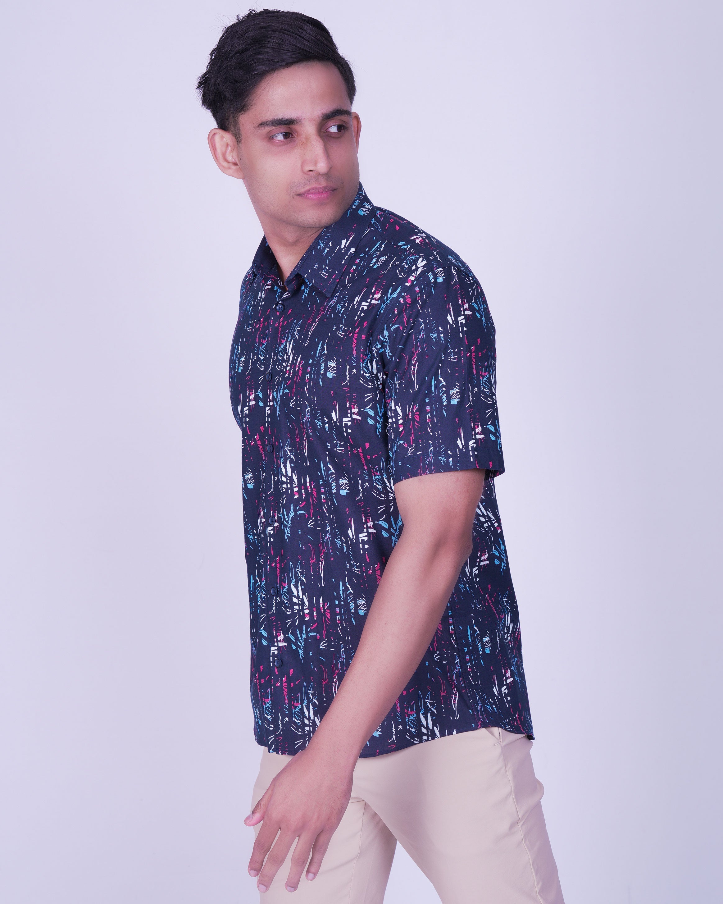 Emerald Casual Printed Leisure Fit-Navy