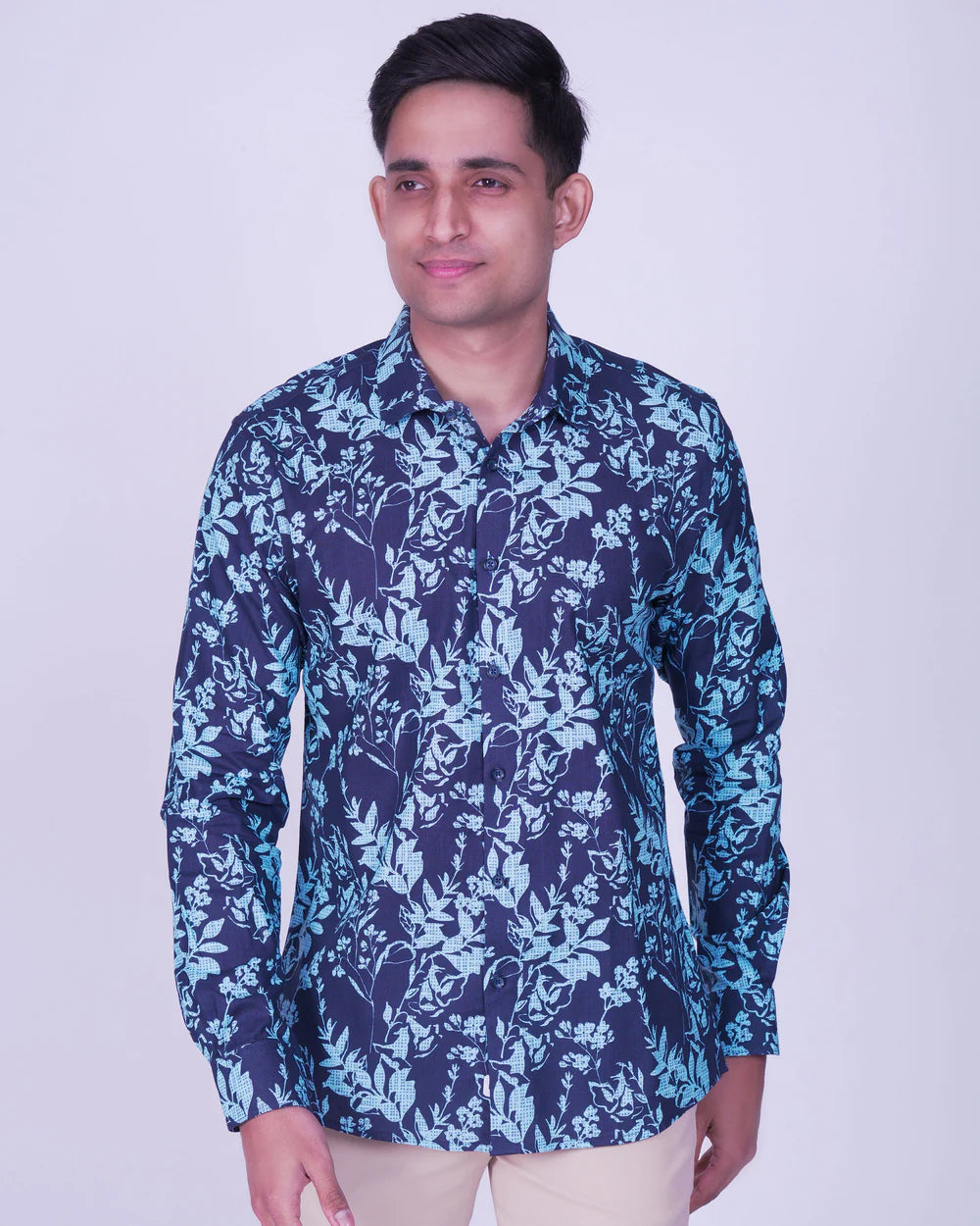 Emerald Casual Printed Slim Fit-Dark Denim