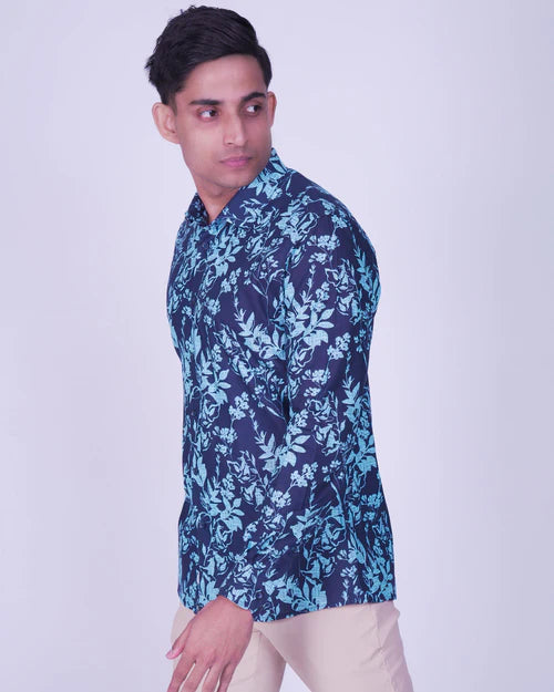 Emerald Casual Printed Slim Fit-Dark Denim