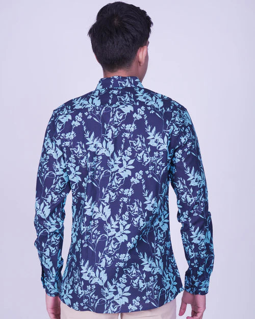 Emerald Casual Printed Slim Fit-Dark Denim