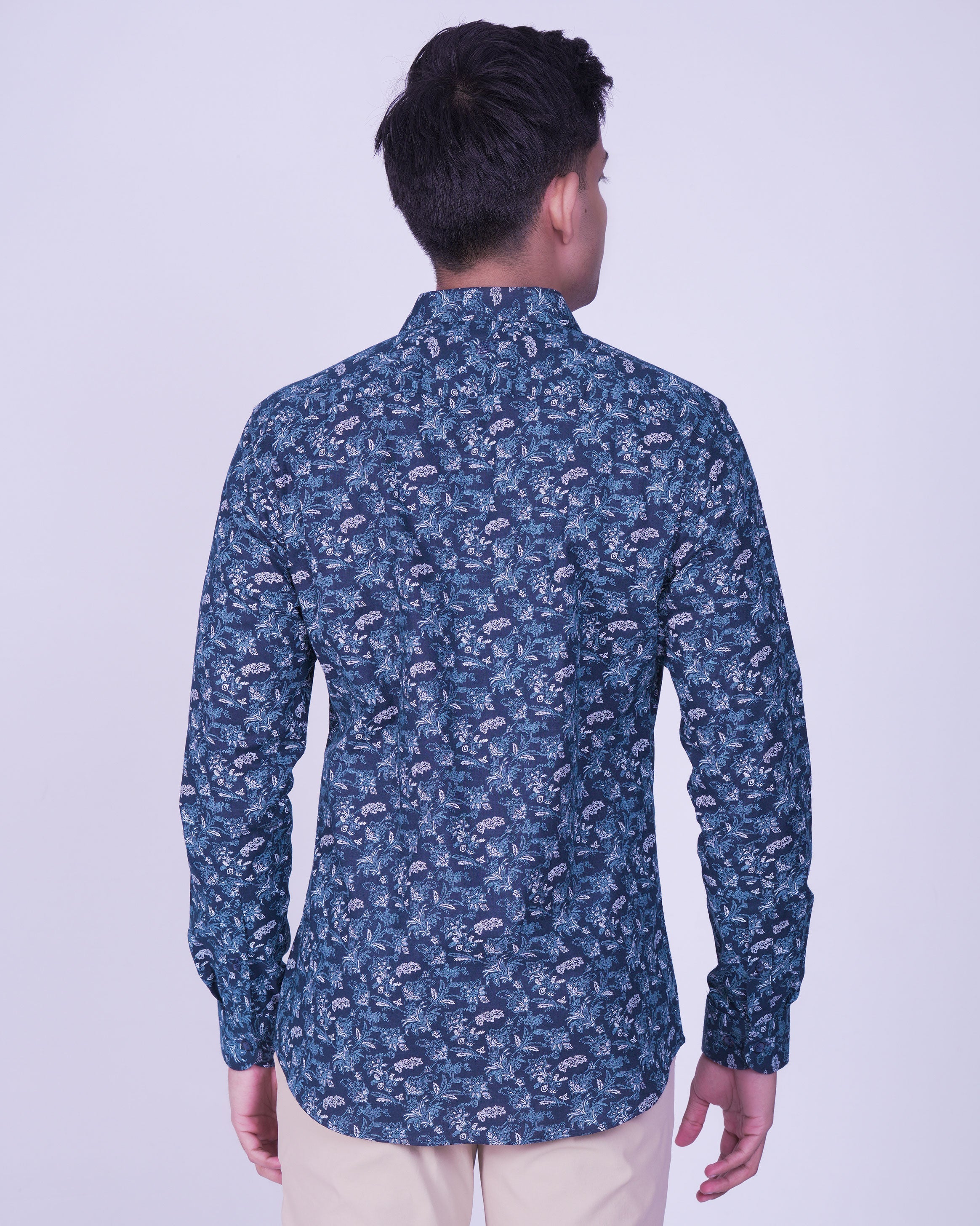 Emerald Casual Printed Slim Fit-Navy