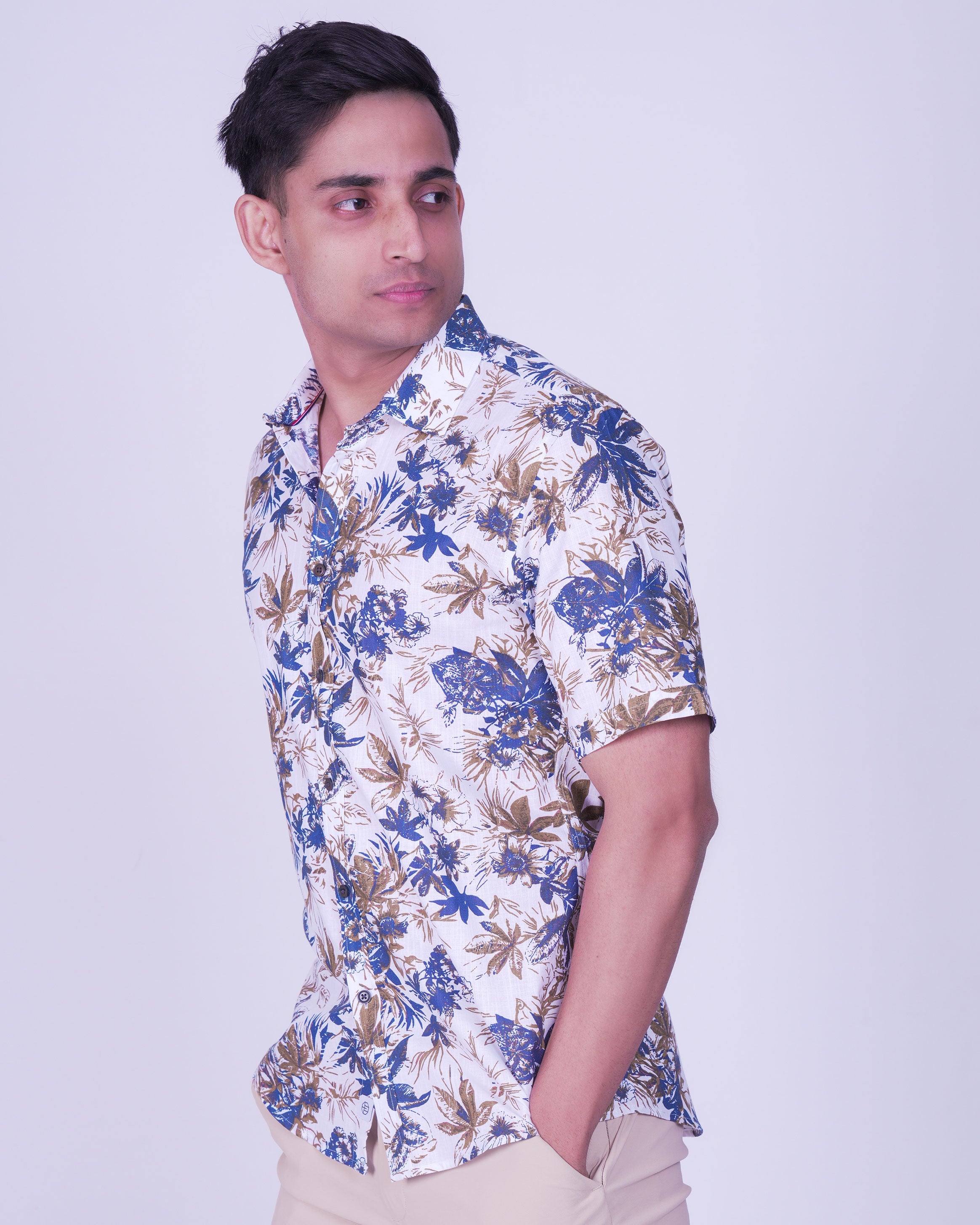 Emerald Casual Printed Slim Fit-Navy