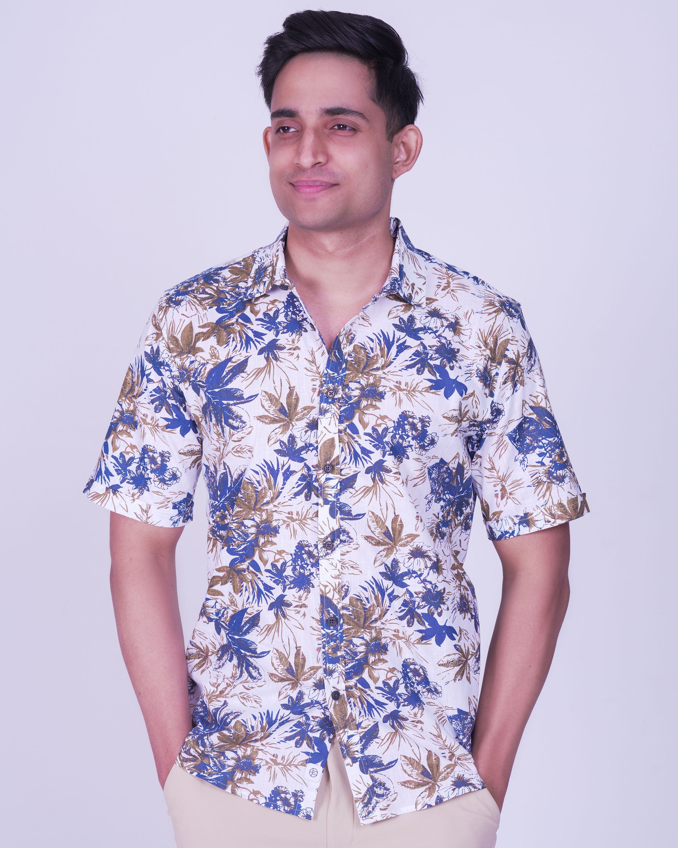 Emerald Casual Printed Slim Fit-Navy