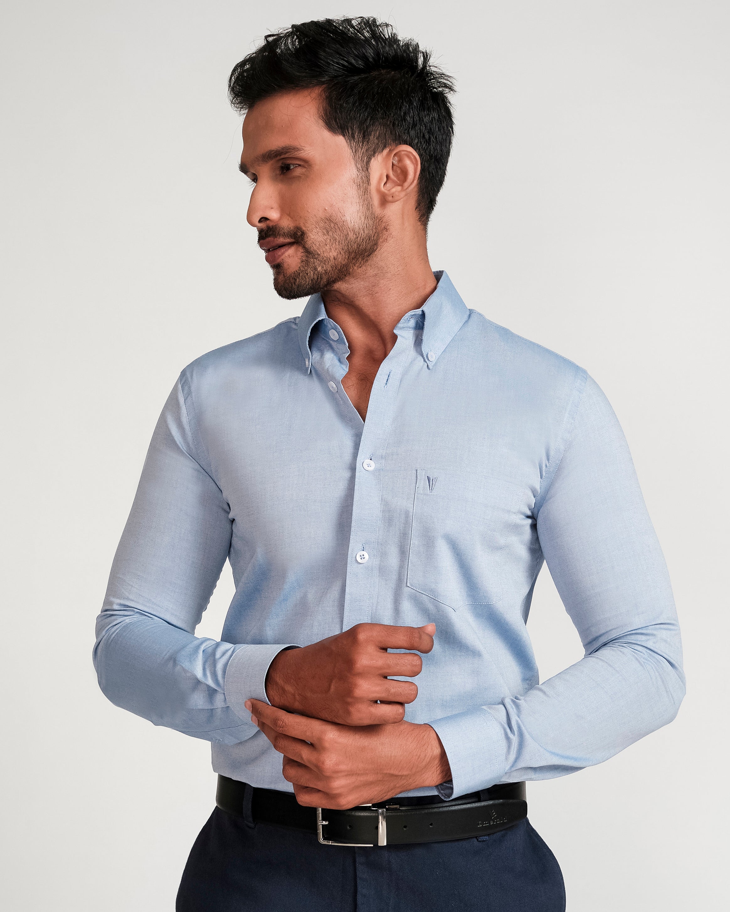 Emerald Active Solid Plain Slim Fit-Bright Cobalt