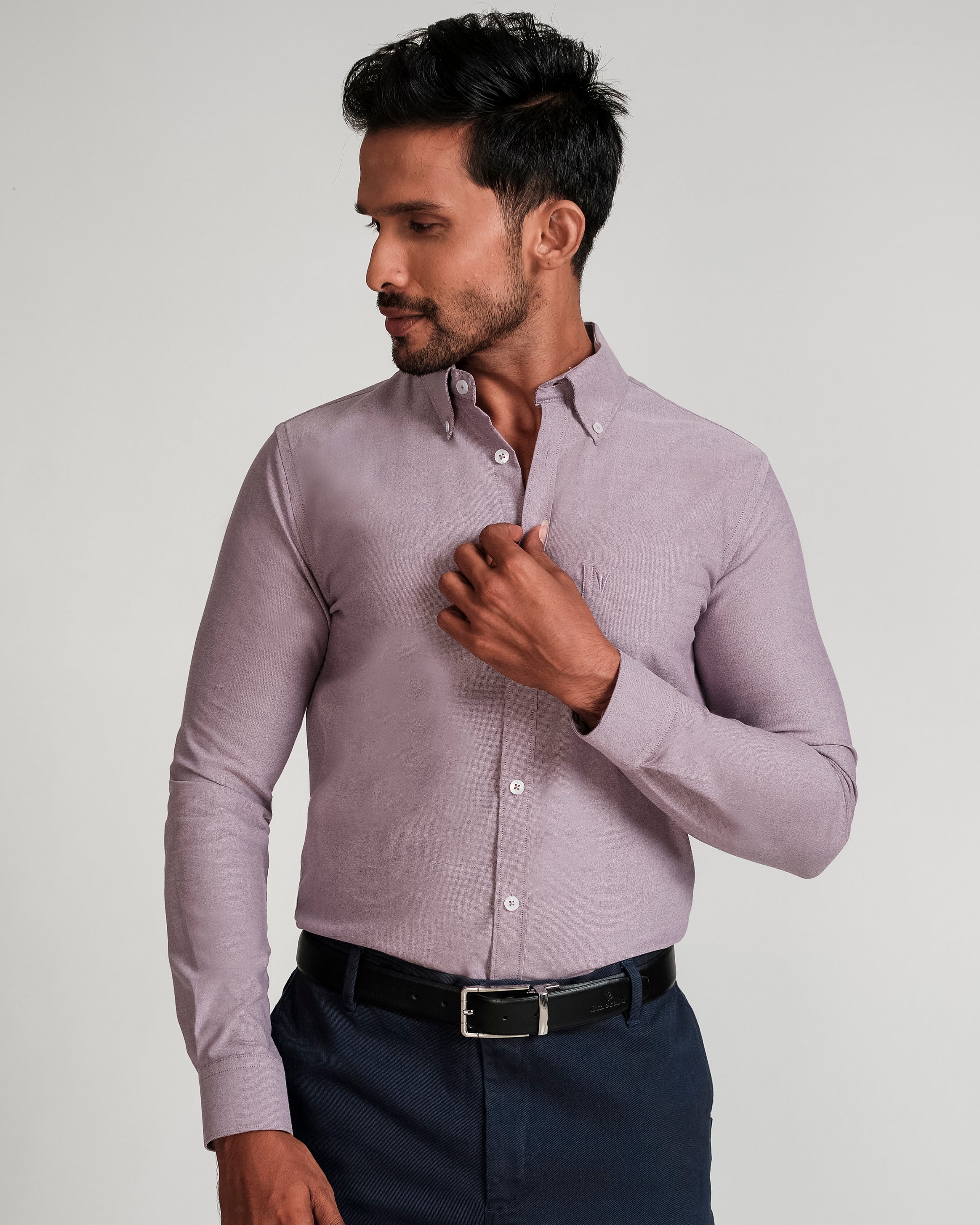 Emerald Active Solid Plain Slim Fit-Heirloom Lilac