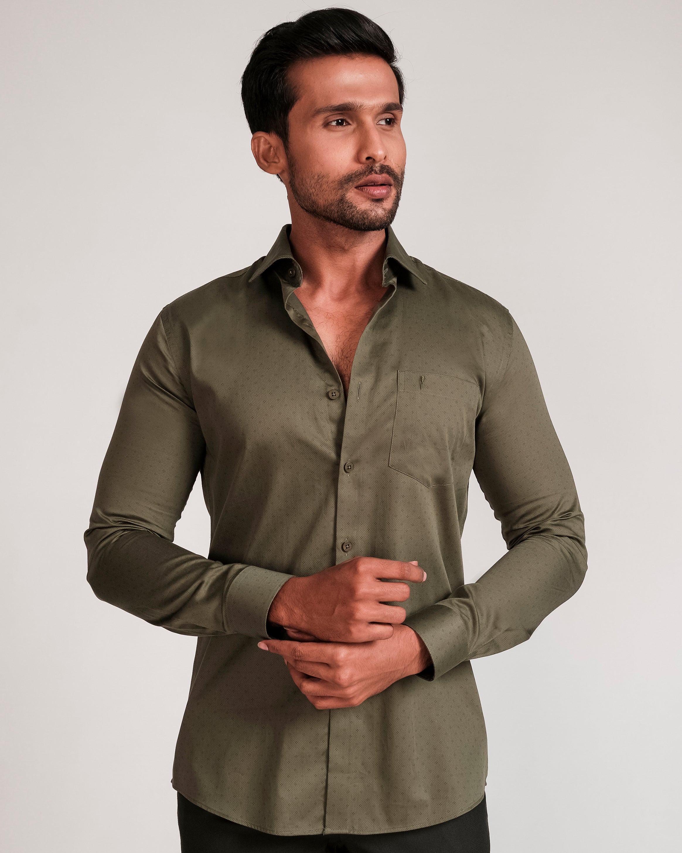 Emerald Fashion Printed Slim Fit-Dark Green