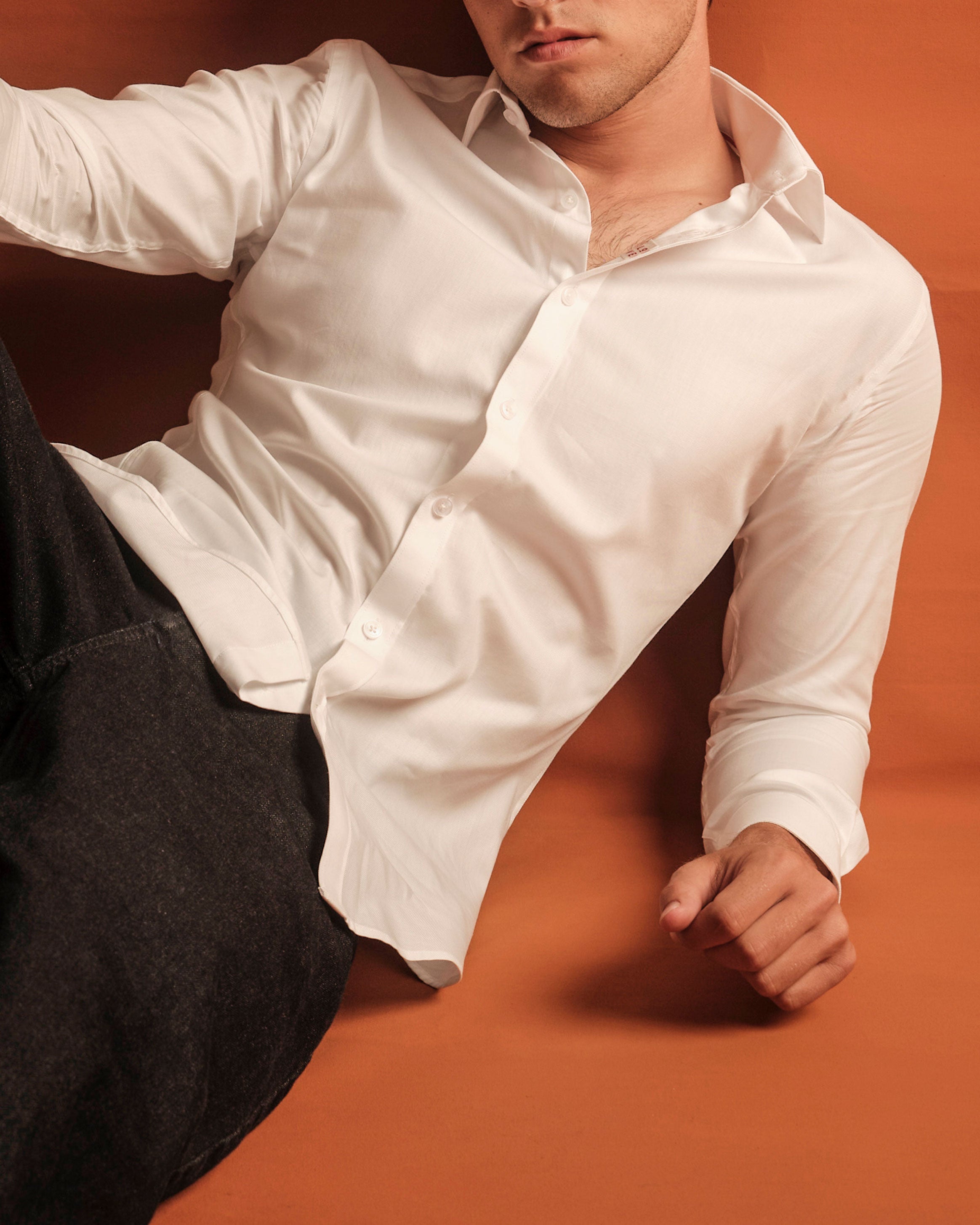 Emerald Evening Plain Slim Fit-White