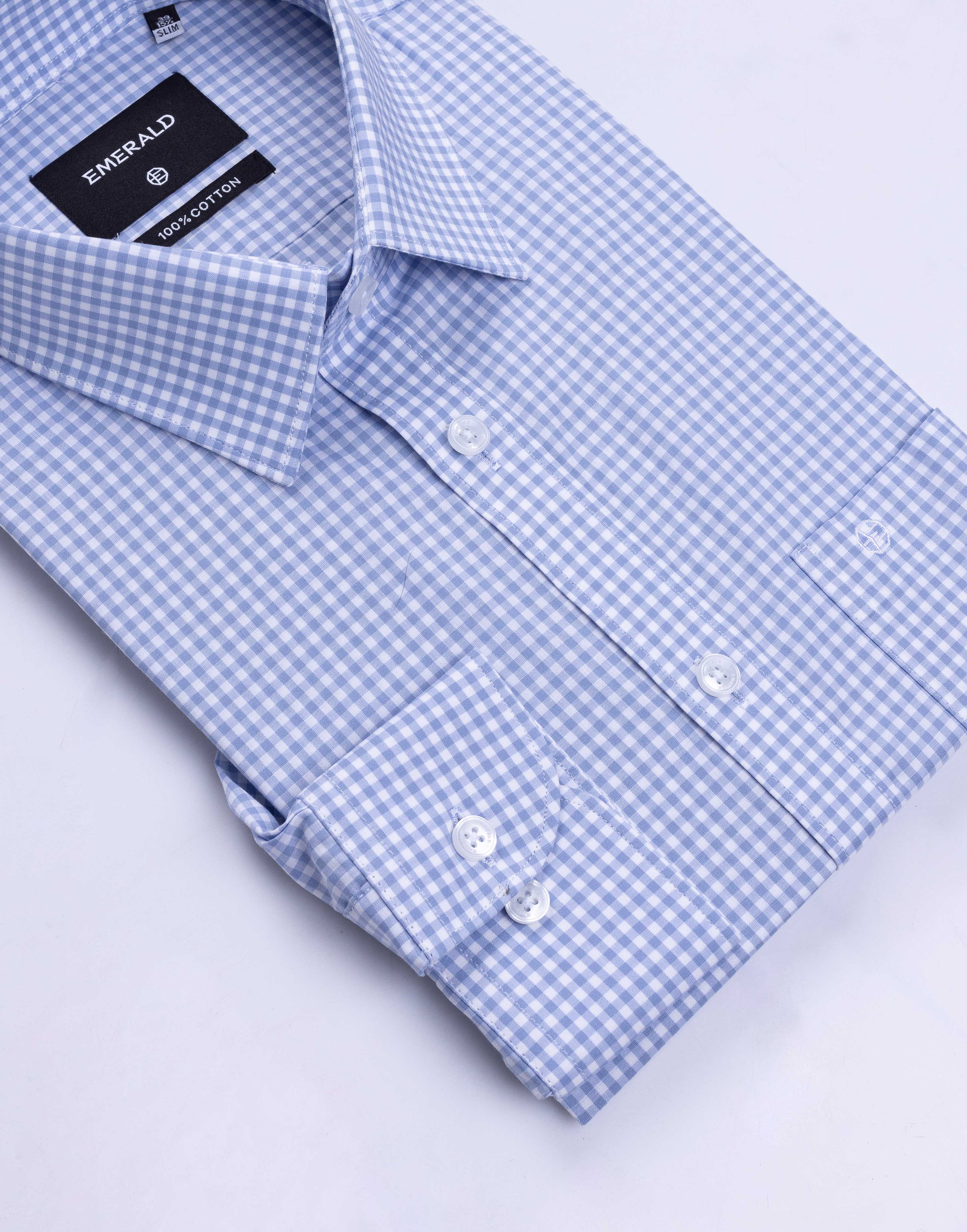 Emerald Formal Checks Slim FS-Dream Blue
