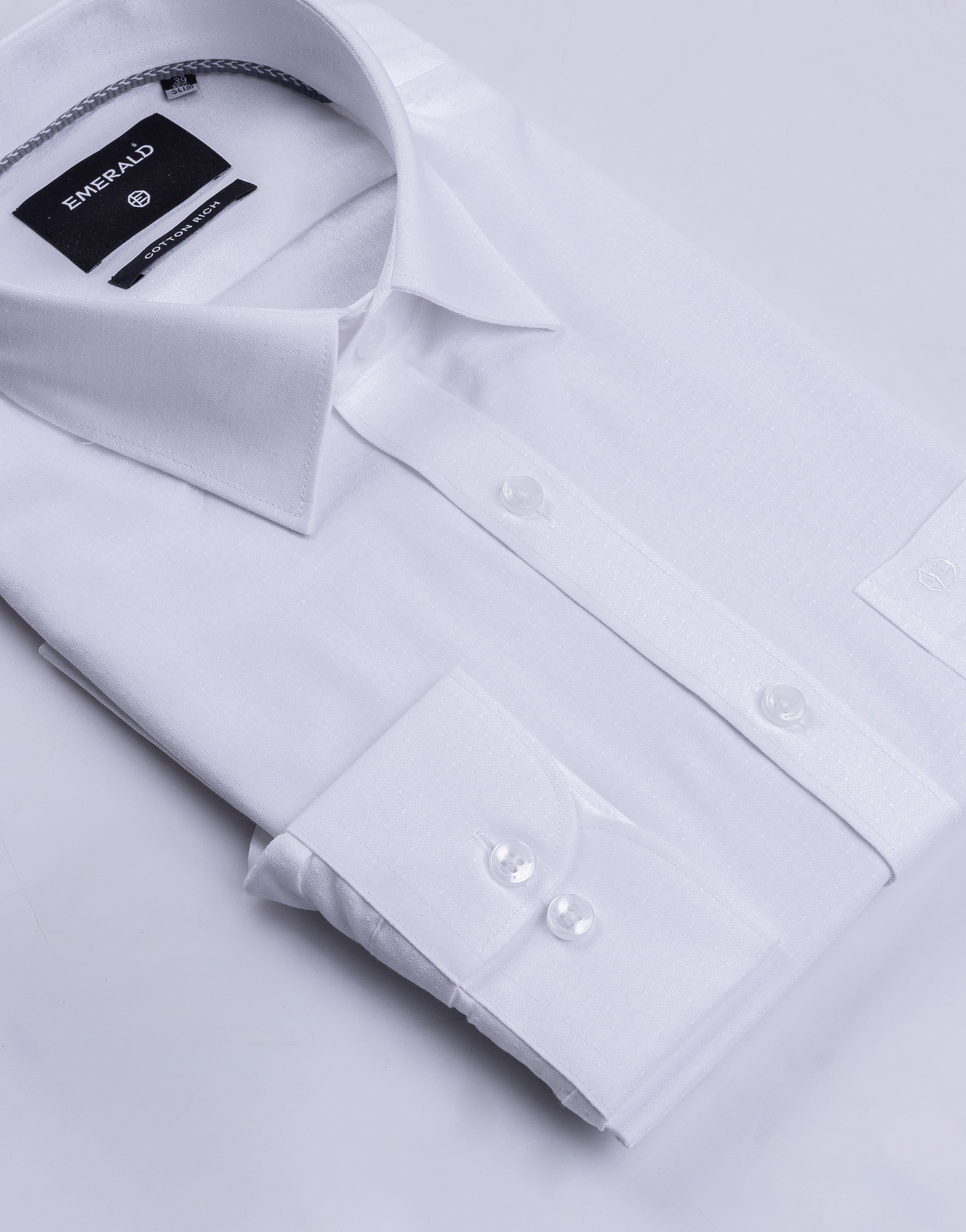 Emerald Corporate Dobby Slim Fit - White