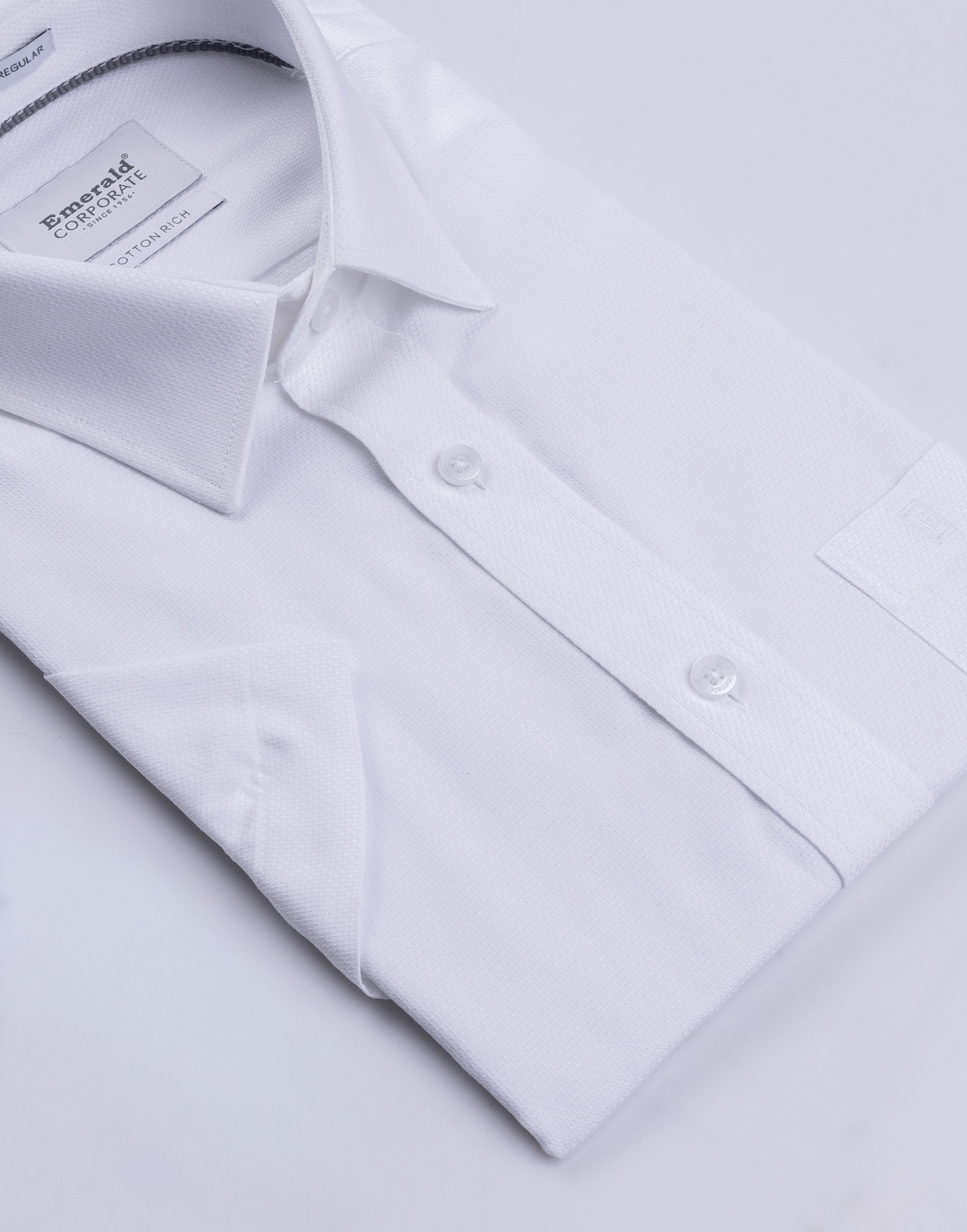 Emerald Corporate Dobby Regular Fit - Snow White
