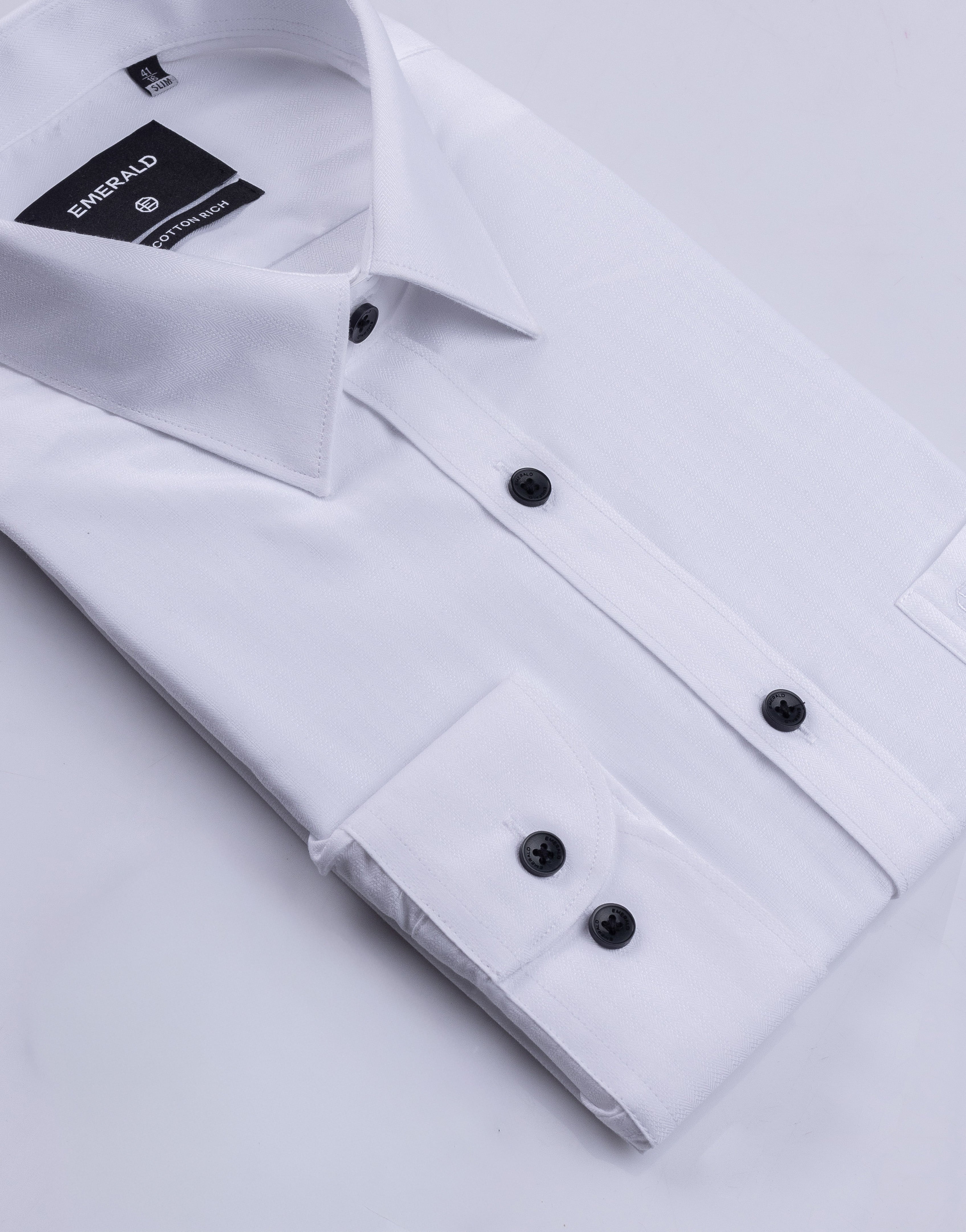 Emerald Corporate Dobby Slim Fit - White