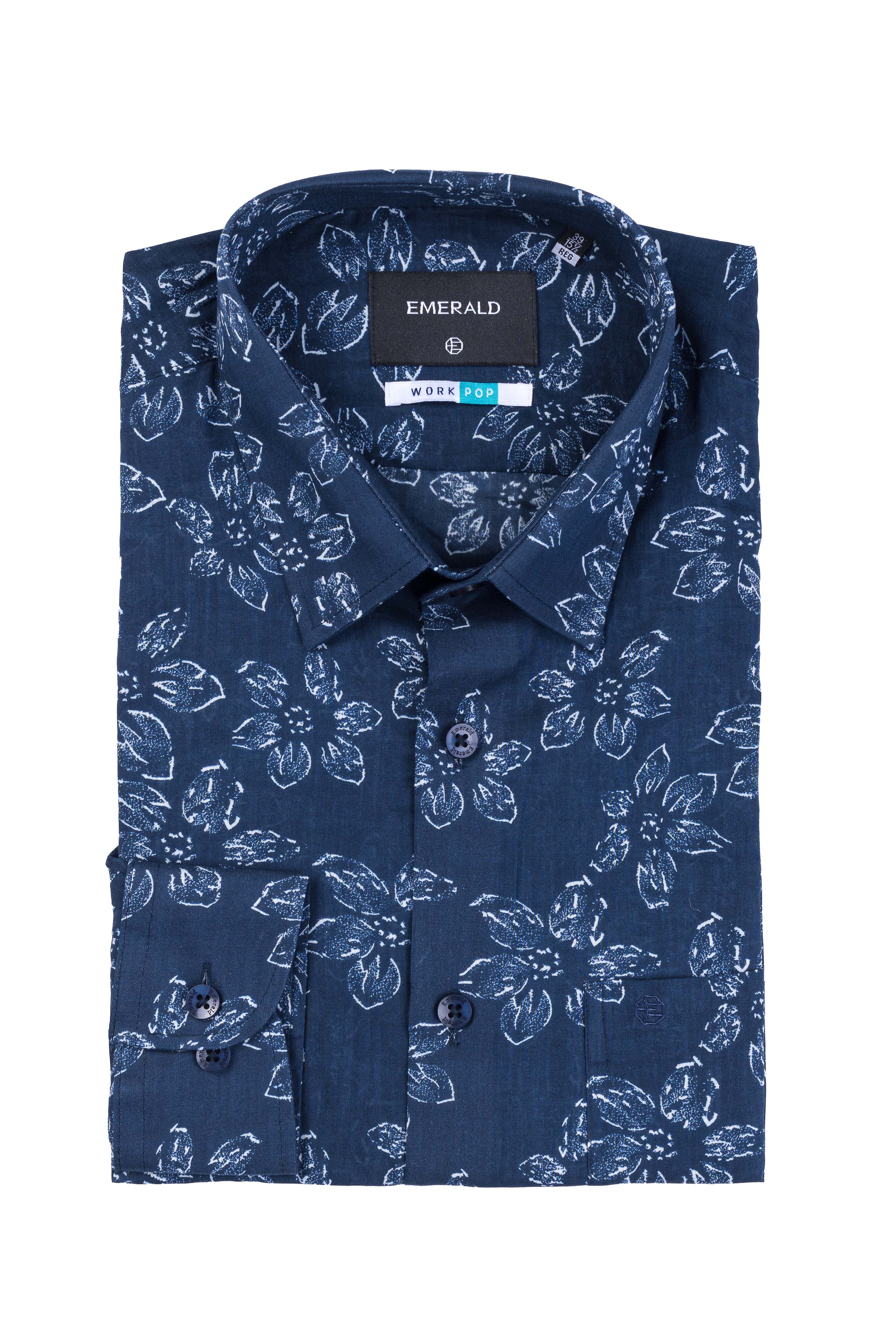 Emerald Formal Printed Regular Fit - Blue Depths