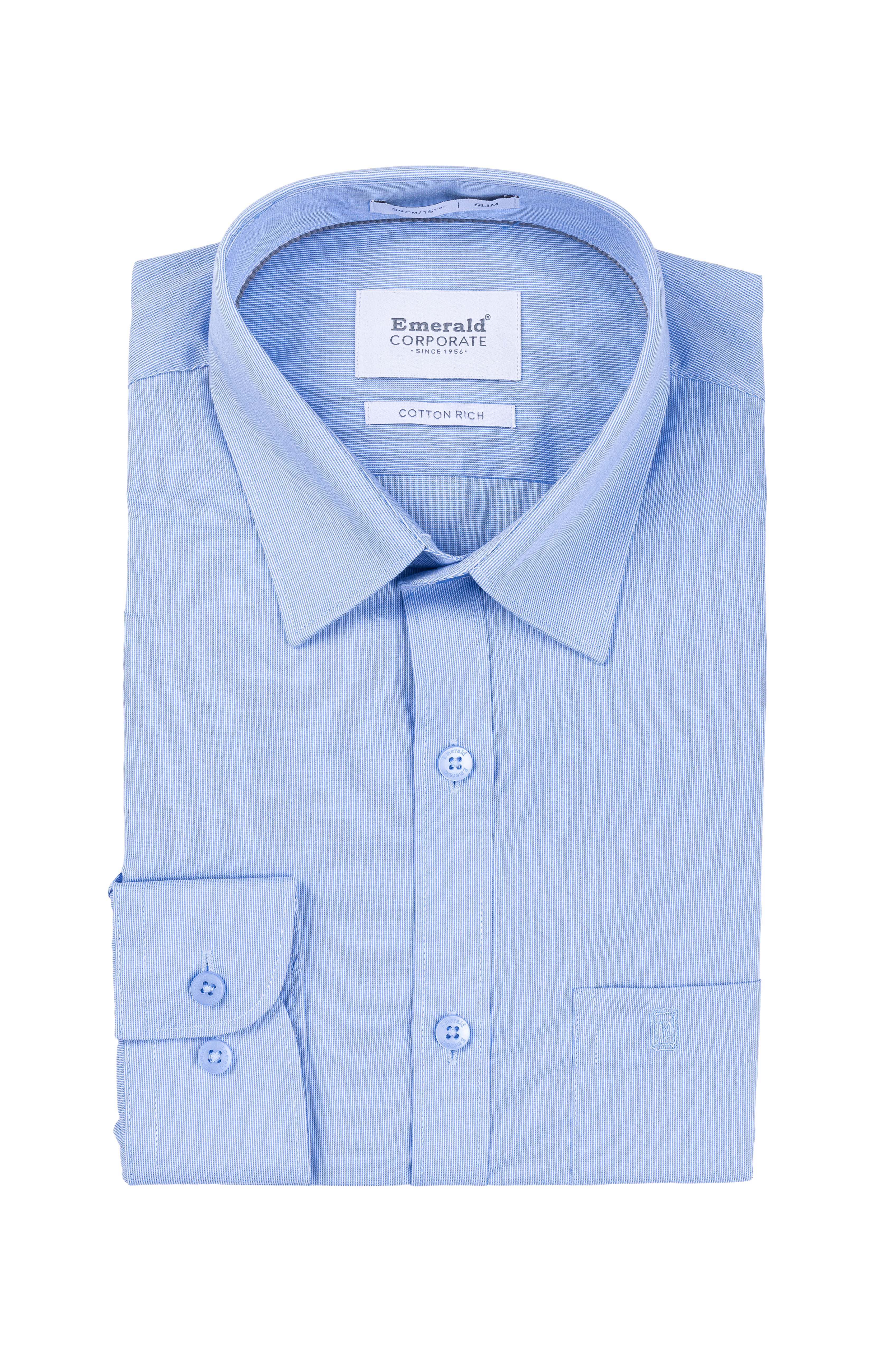 Emerald Corporate Pique Dobby Slim Fit - Vista Blue