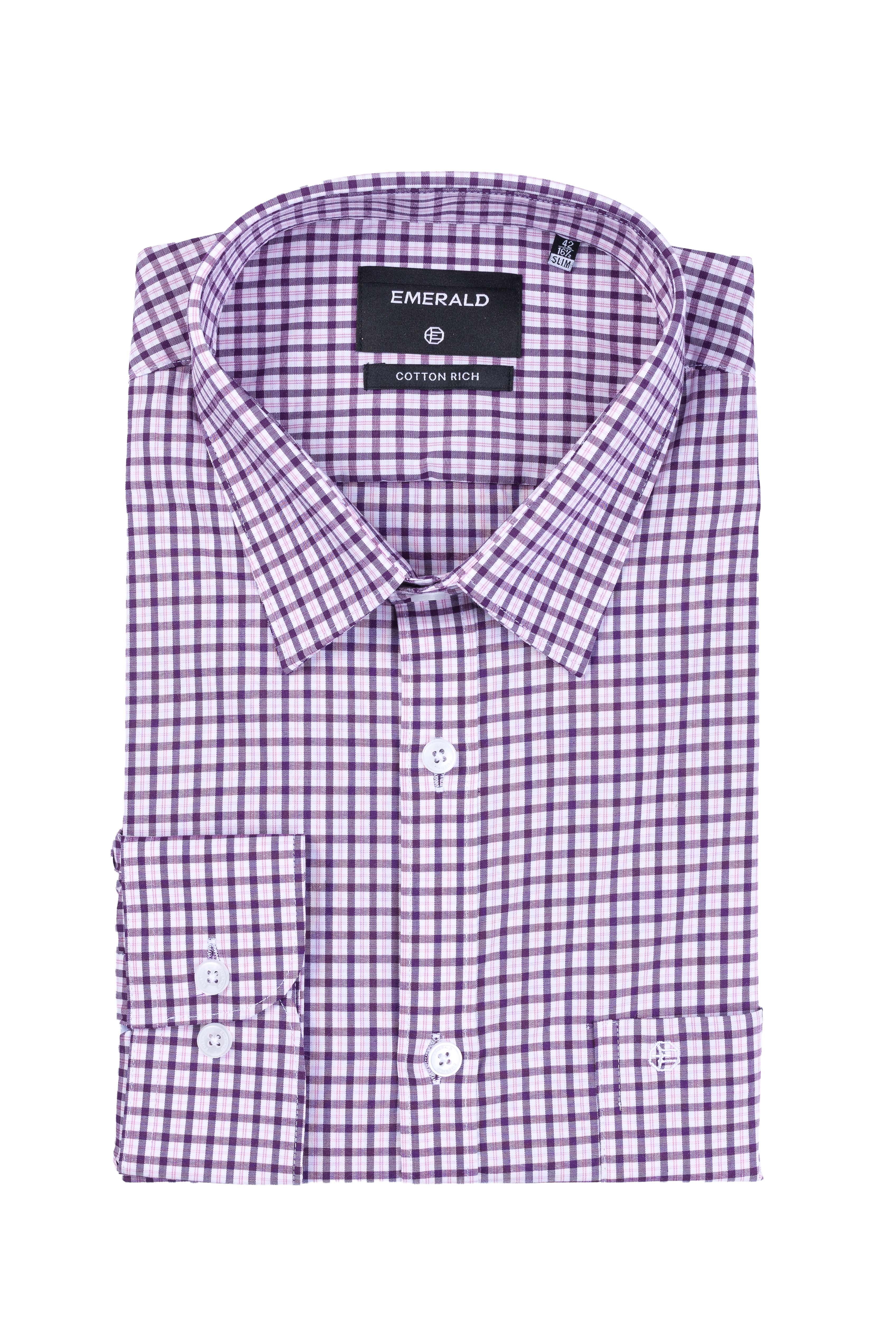 Emerald Formal Checks Slim Fit - Purple Orchid
