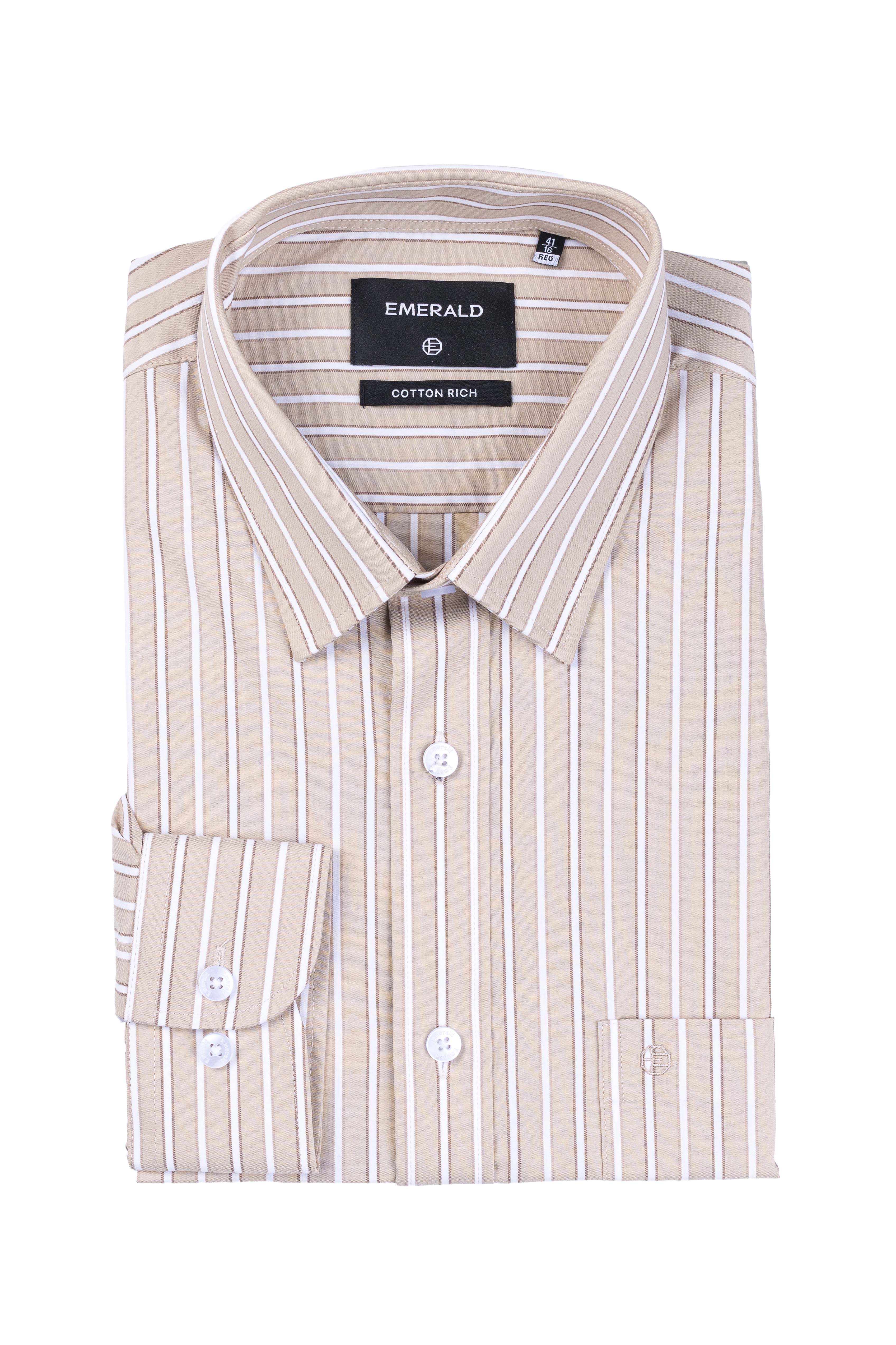 Emerald Formal Stripe Regular Fit - Tobacco Brown