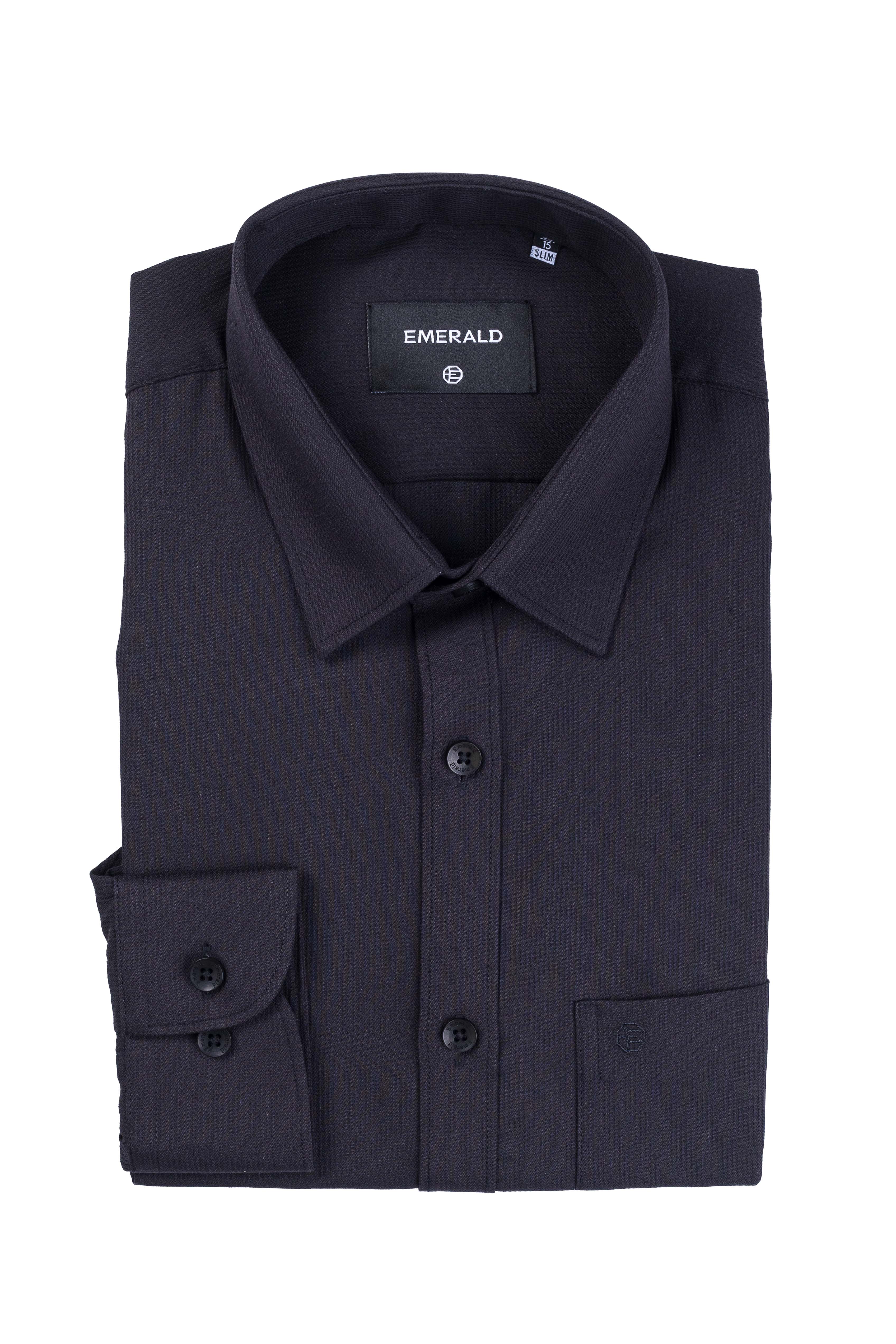 Emerald Formal Dark Plain Slim Fit - Black