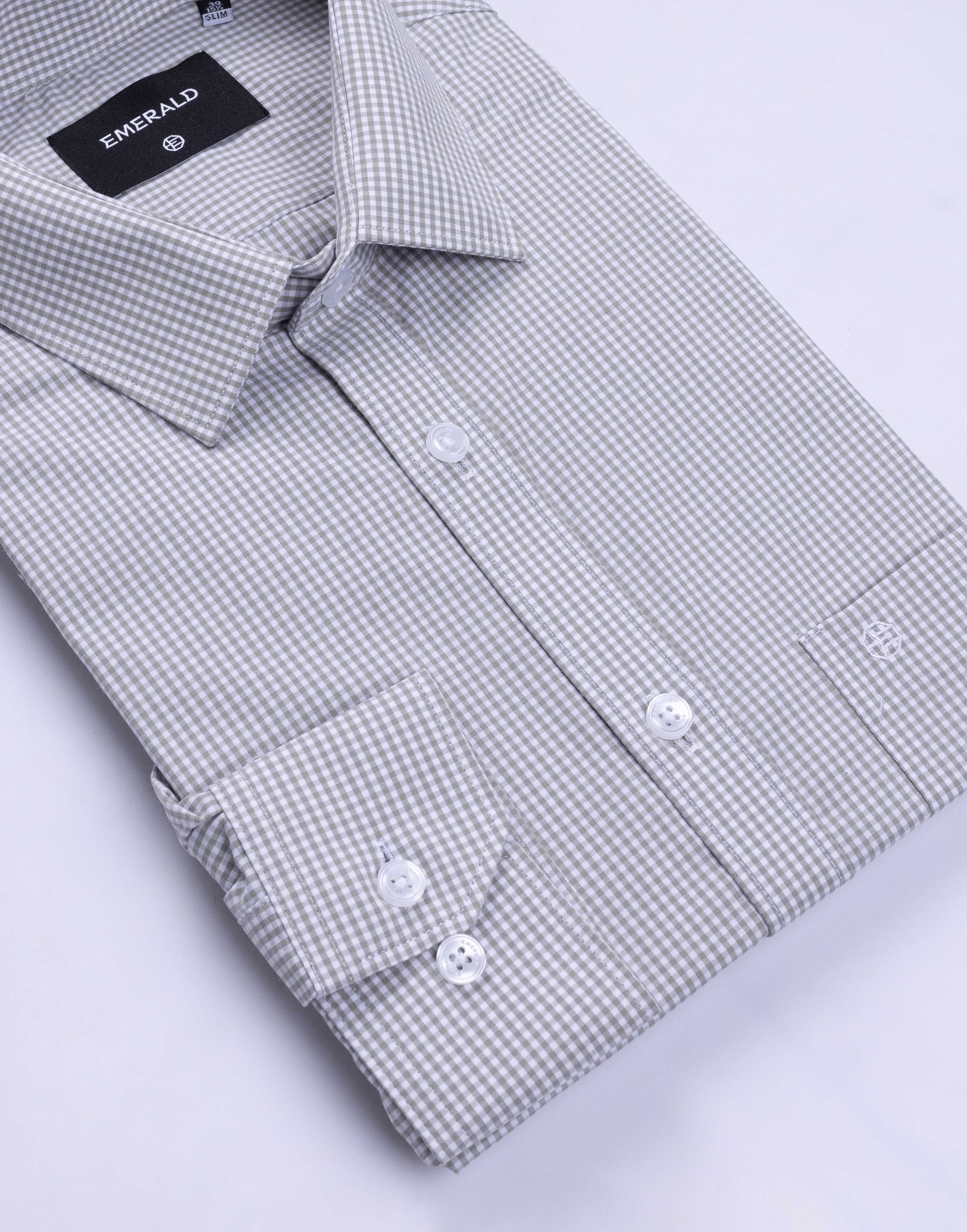 Emerald Formal Micro Checks Slim Fit - Dove