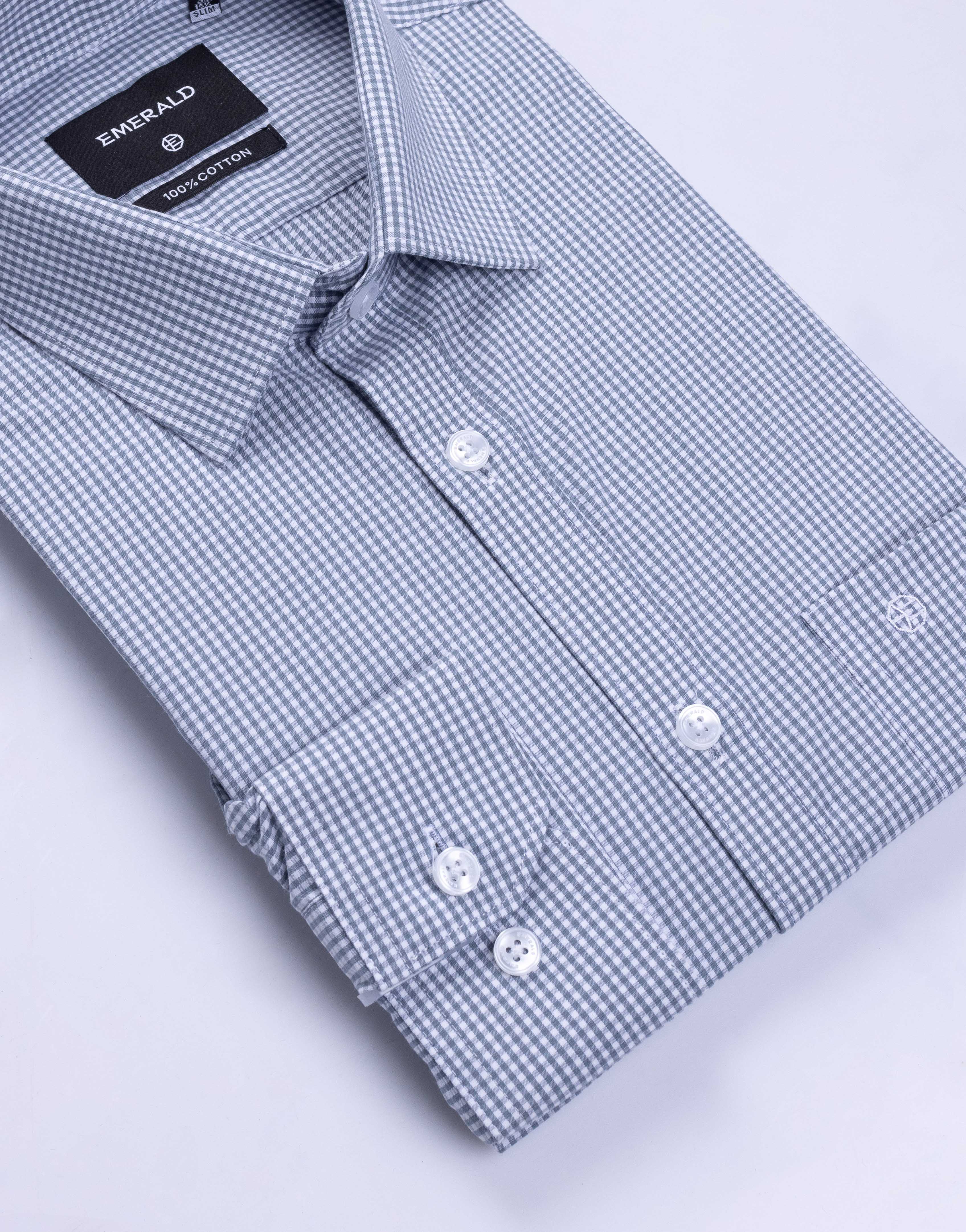 Emerald Formal Micro Checks Slim Fit - Dark Denim