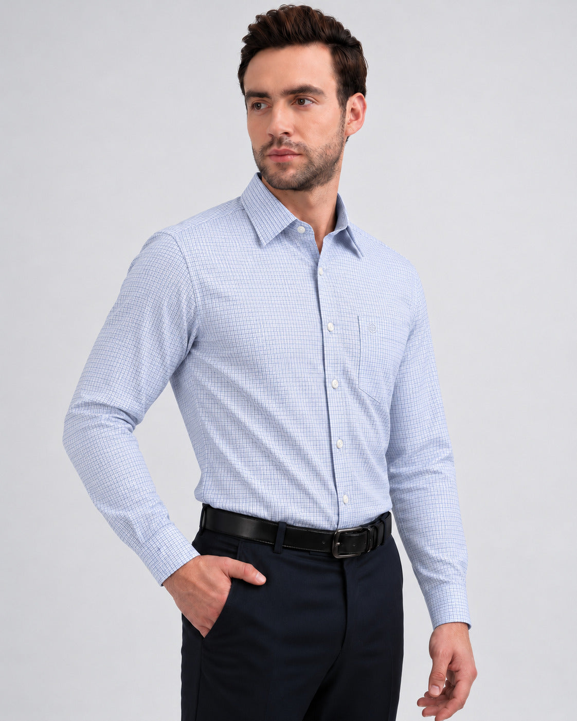 Emerald Formal Micro Checks Regular Fit - Little Boy Blue