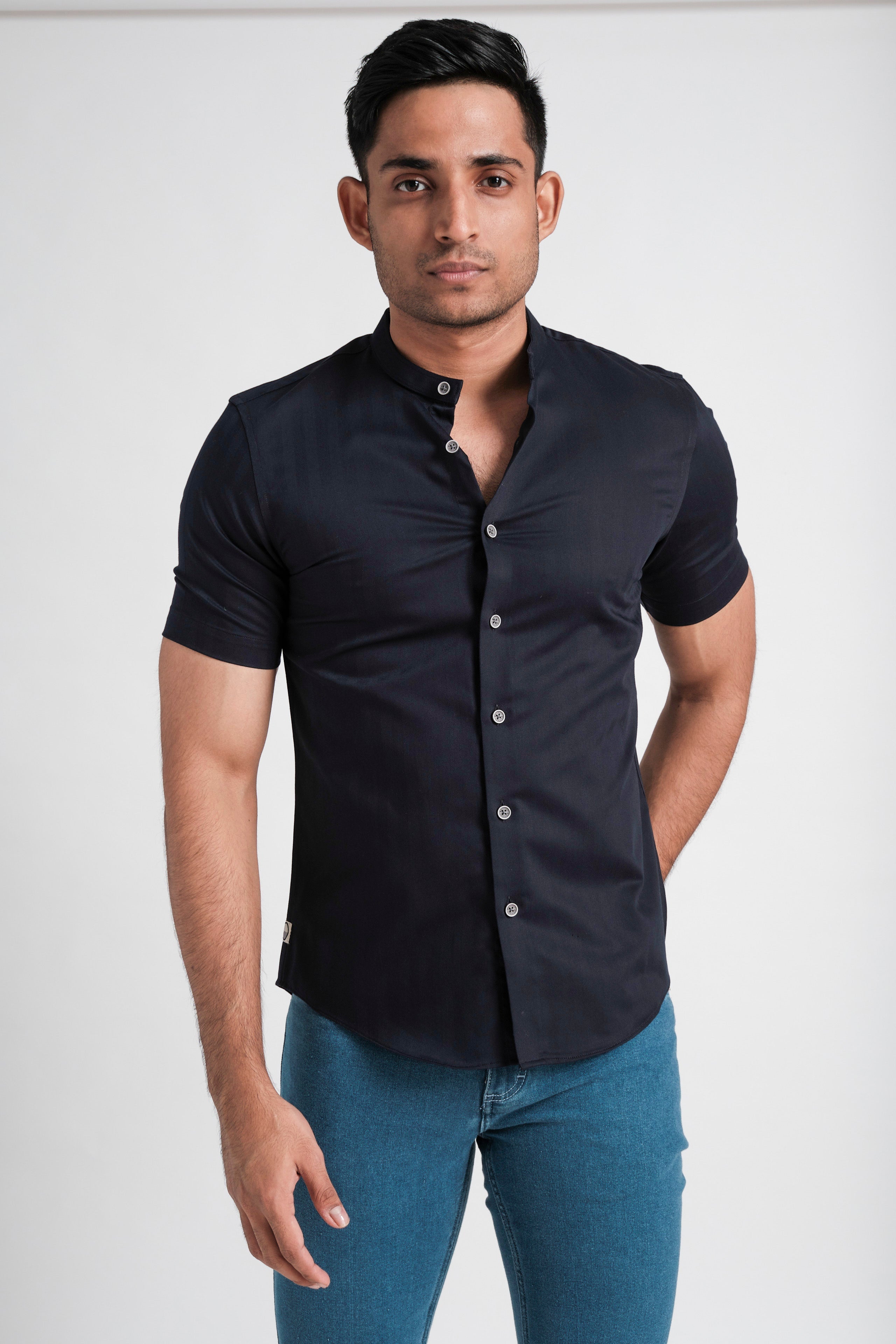 Focuss Dobby Slim Fit-Navy