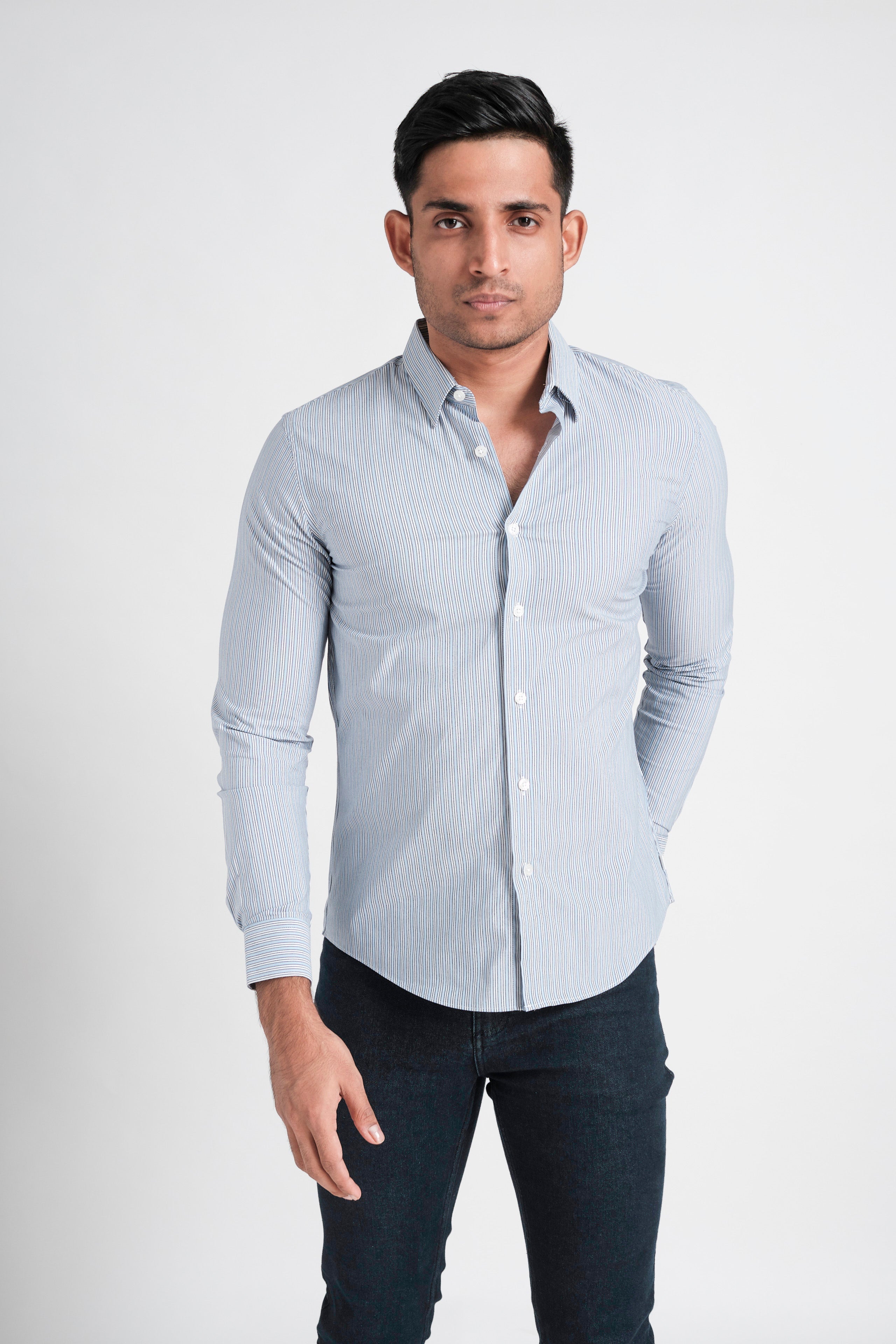 Focuss Stripe Slim Fit-Blue Forever