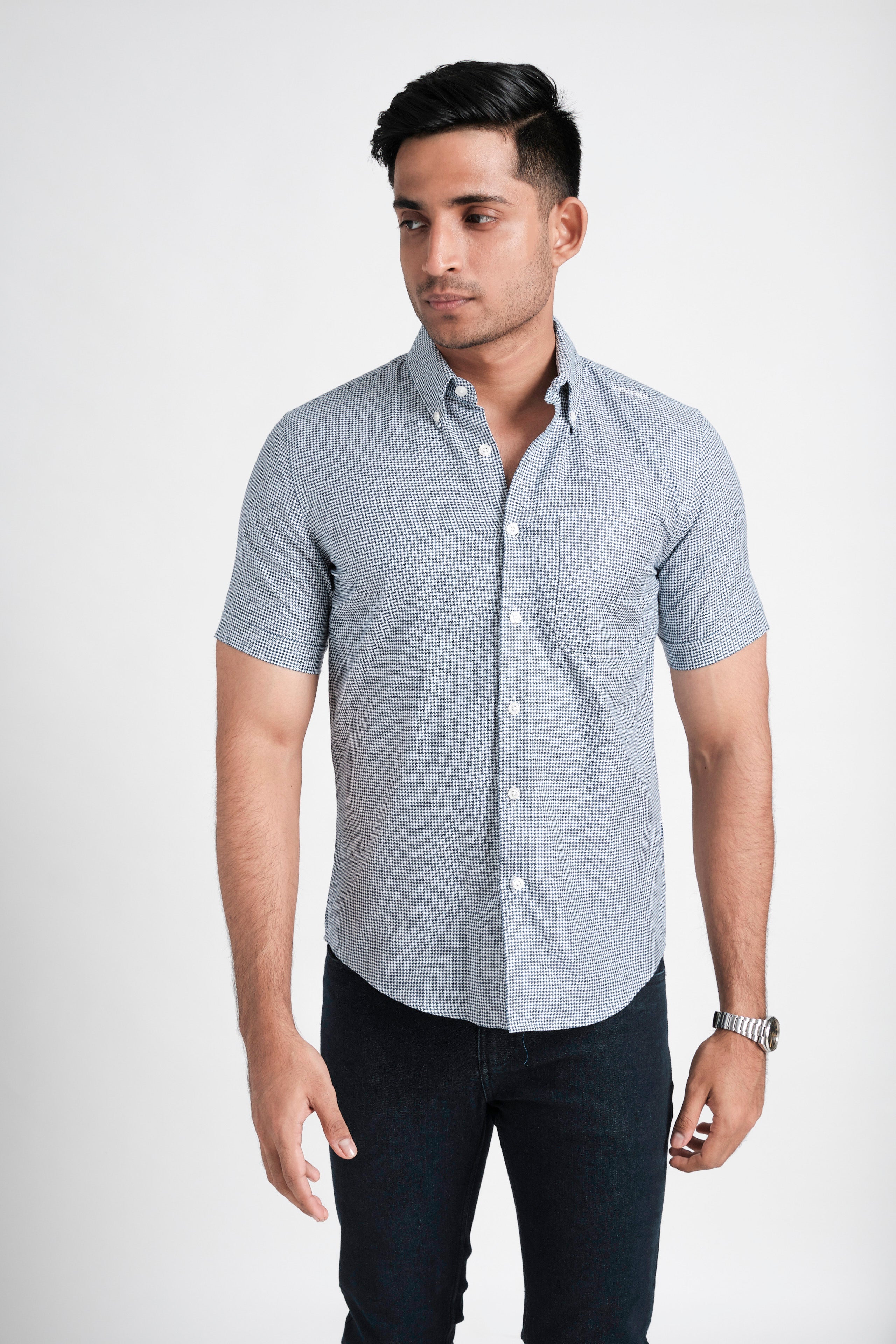 Focuss Dobby Slim Fit-Royal