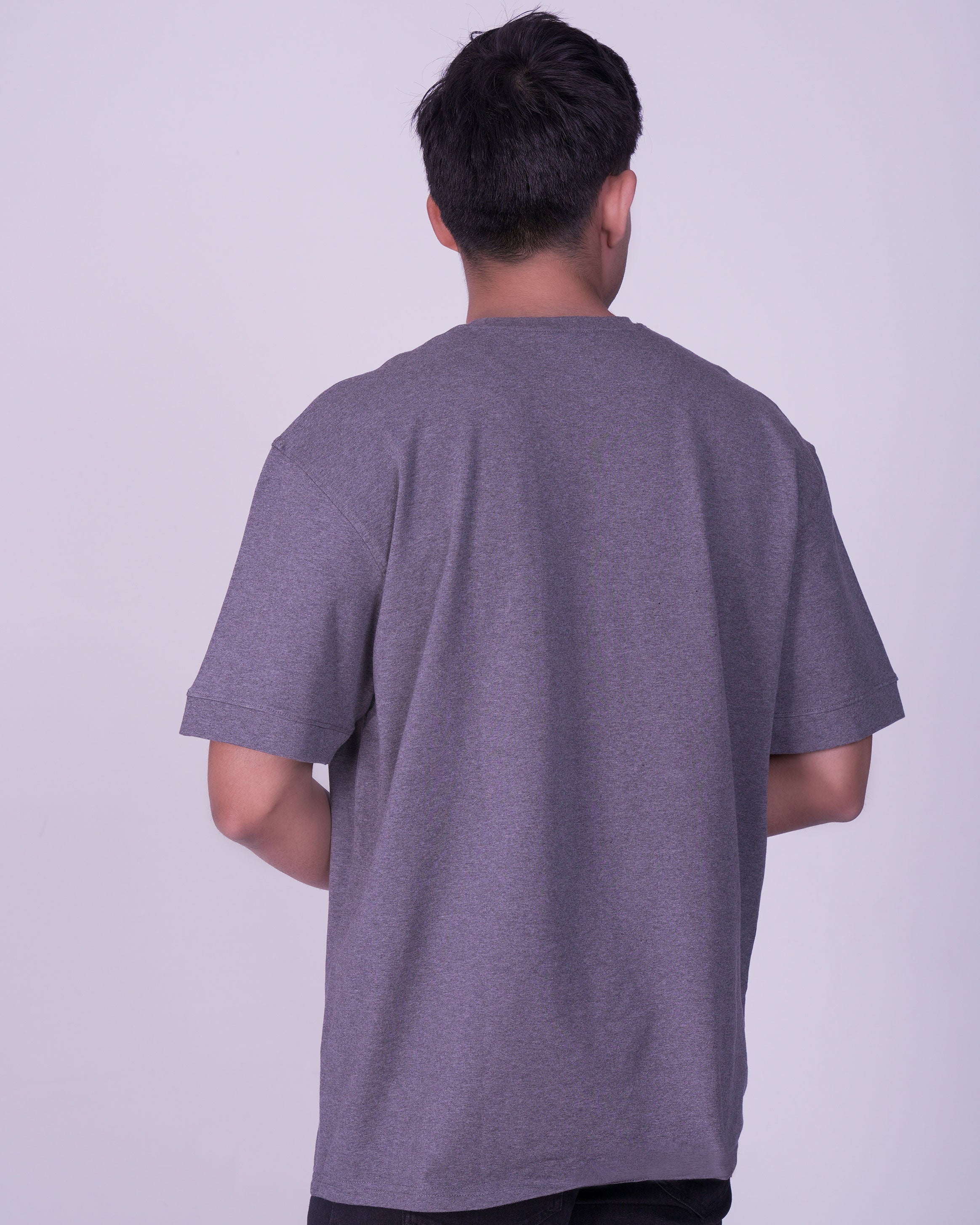 Emerald Oversized Plain Crew Neck Tee-Charcoal
