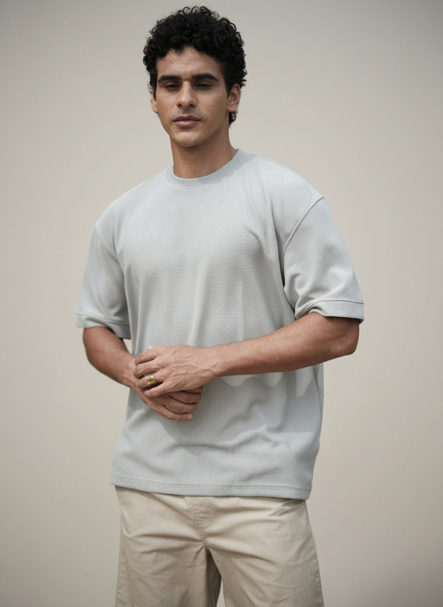 EMERALD - CREW NECK OVERSIZE REMOVE SHOULDER-CHARCOAL