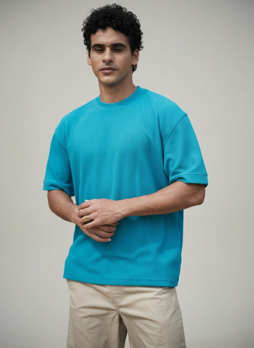 EMERALD - CREW NECK OVERSIZE REMOVE SHOULDER- BLUE FORGET ME NOT