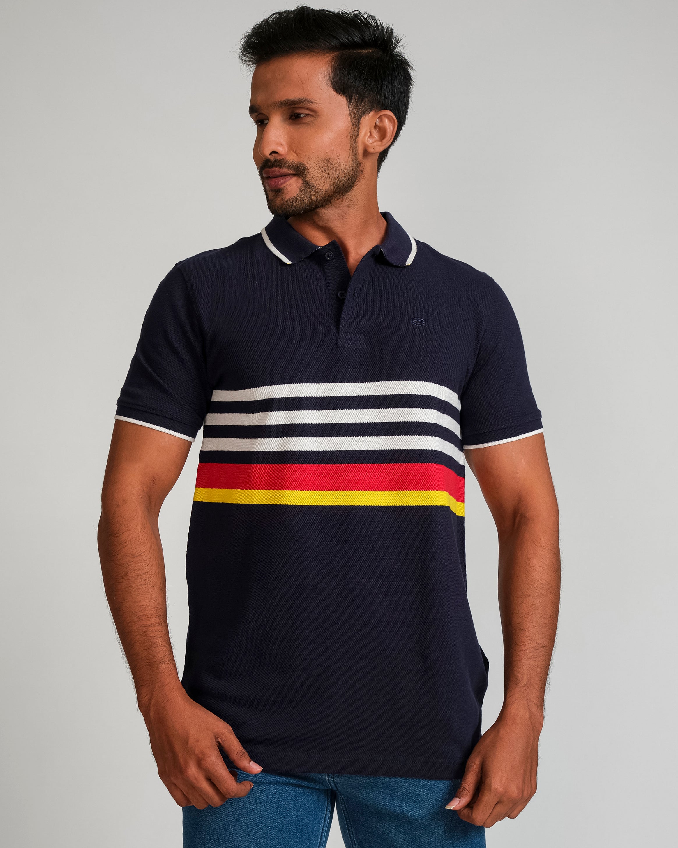 Polo Stripe Slim Fit-Estate Blue