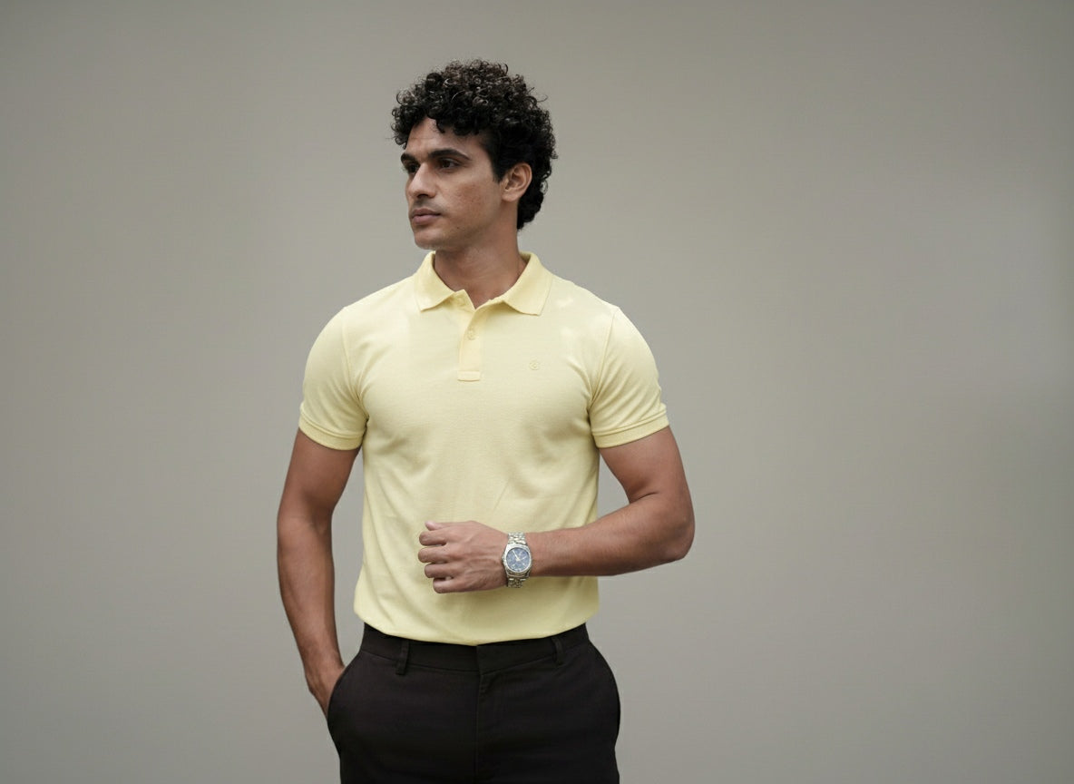 EMERALD POLO SLIM FIT- YELLOW RAFFIA