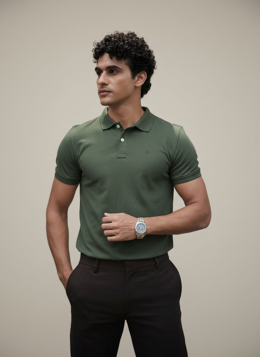 EMERALD POLO SLIM FIT- GREEN PINENEEDLE