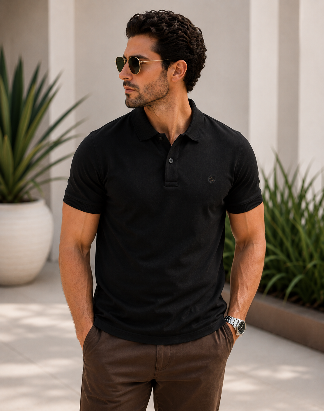 Emerald polo Slim Fit- Black