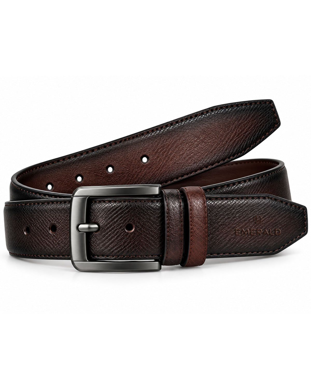 Emerald Shadow Edge Textured Belt – Brown