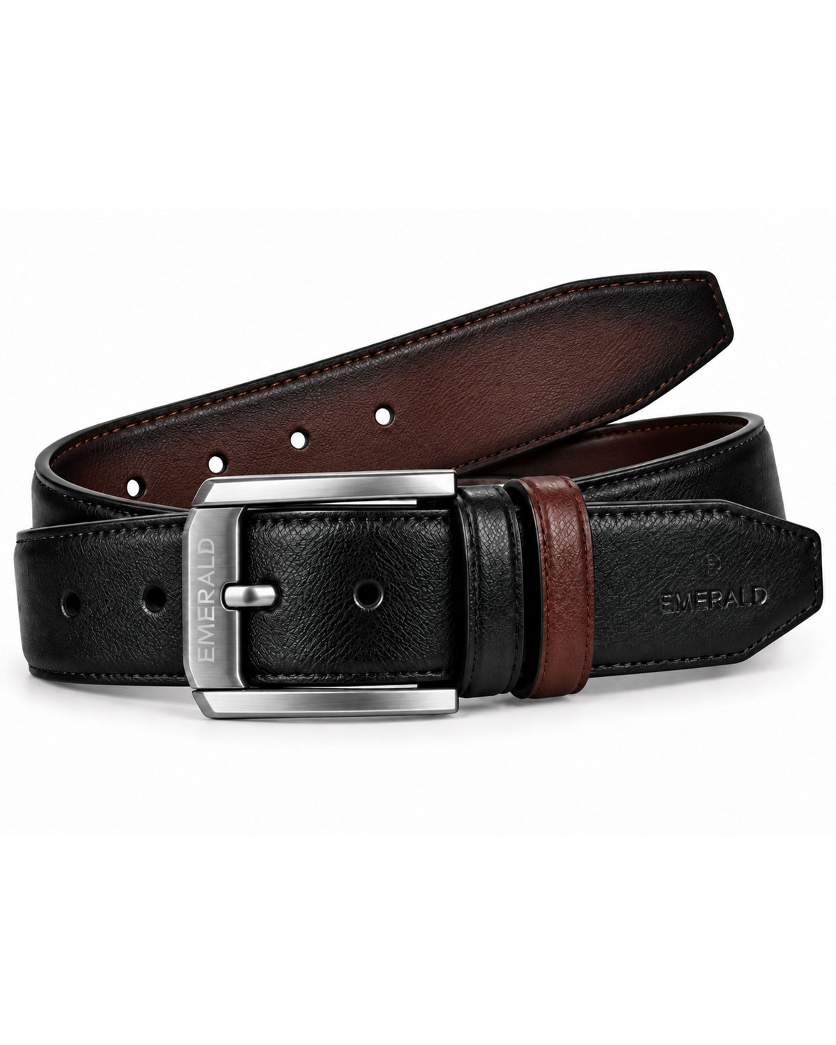 Emerald Dual-Tone Reversible Textured Belt – Black & Brown