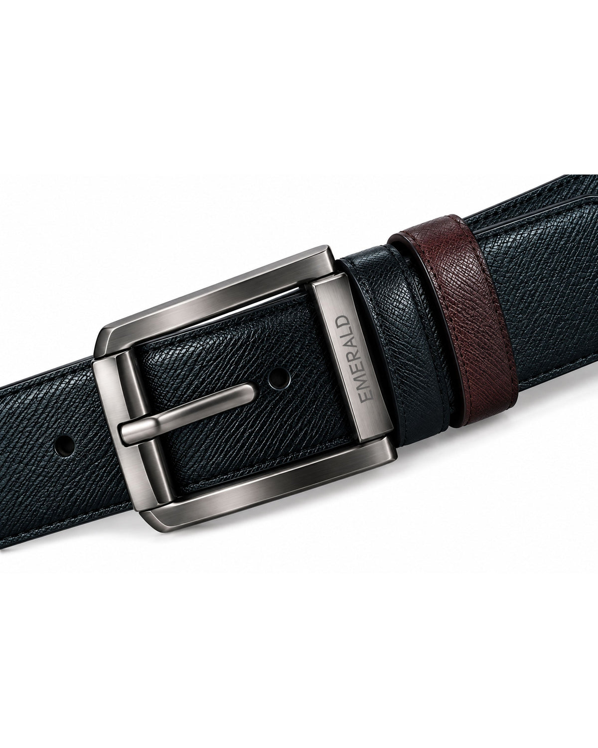 Emerald Dual-Tone Reversible Textured Belt – Black & Brown