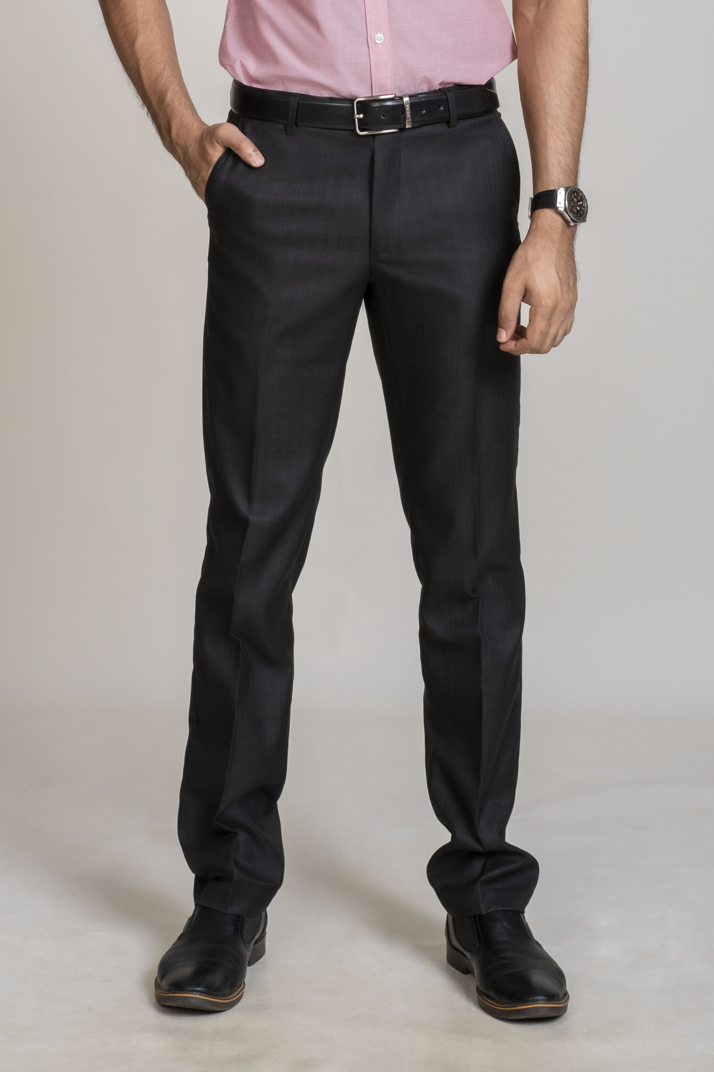 Emerald Trouser Checks Slim Fit - Black