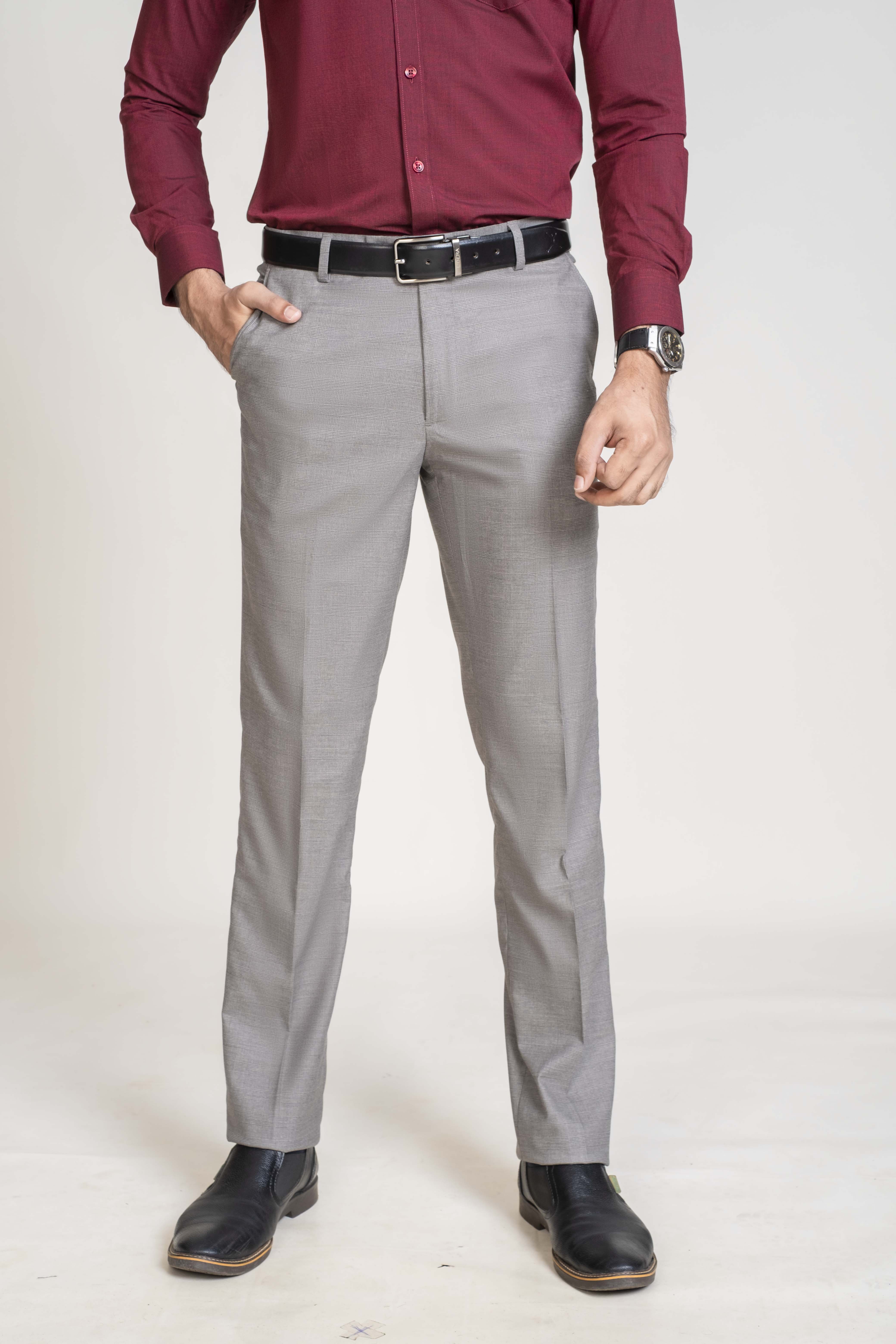 Emerald Trouser Checks Slim Fit - Stone