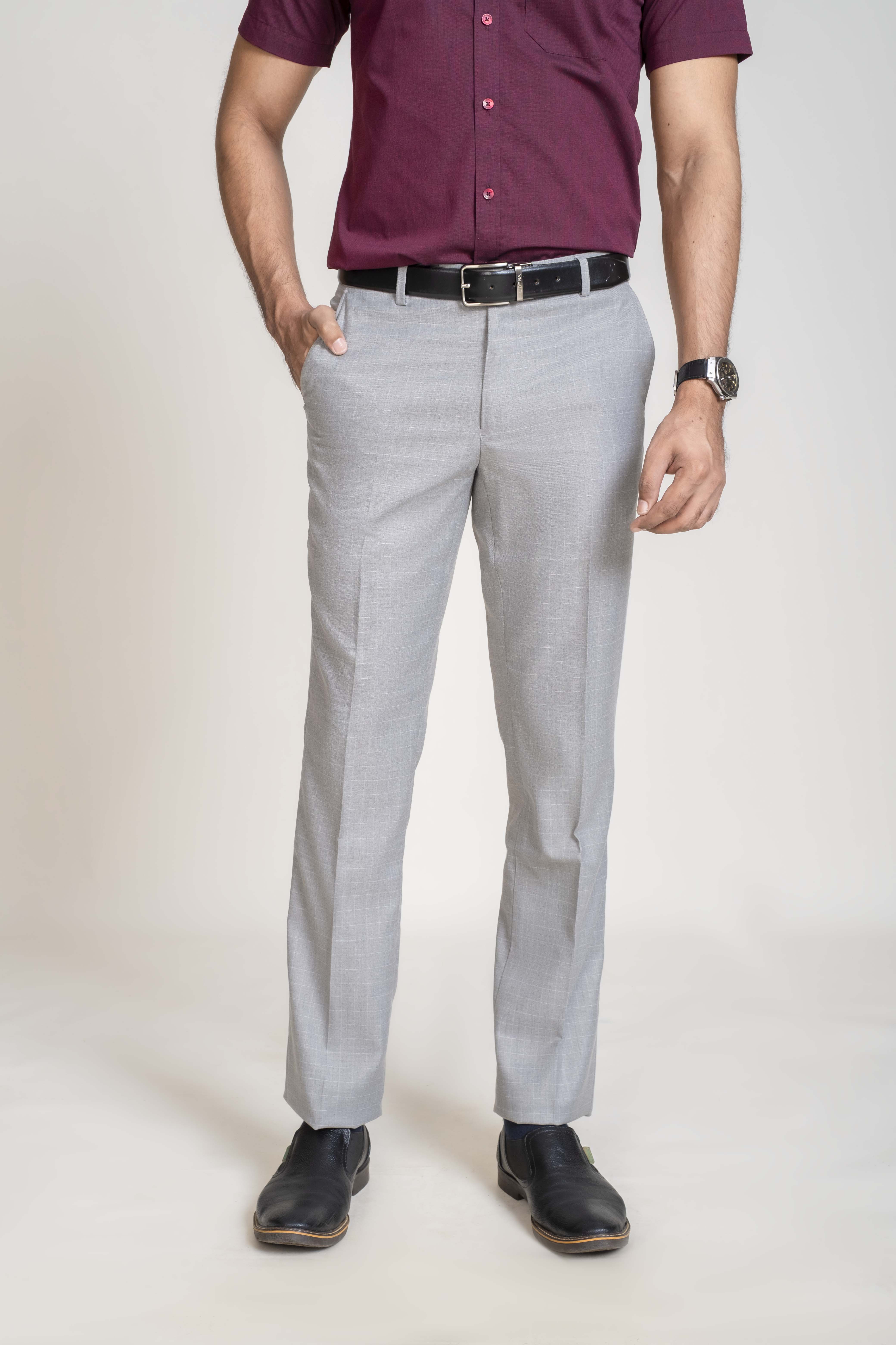 Emerald Trouser Checks Slim Fit - Grey