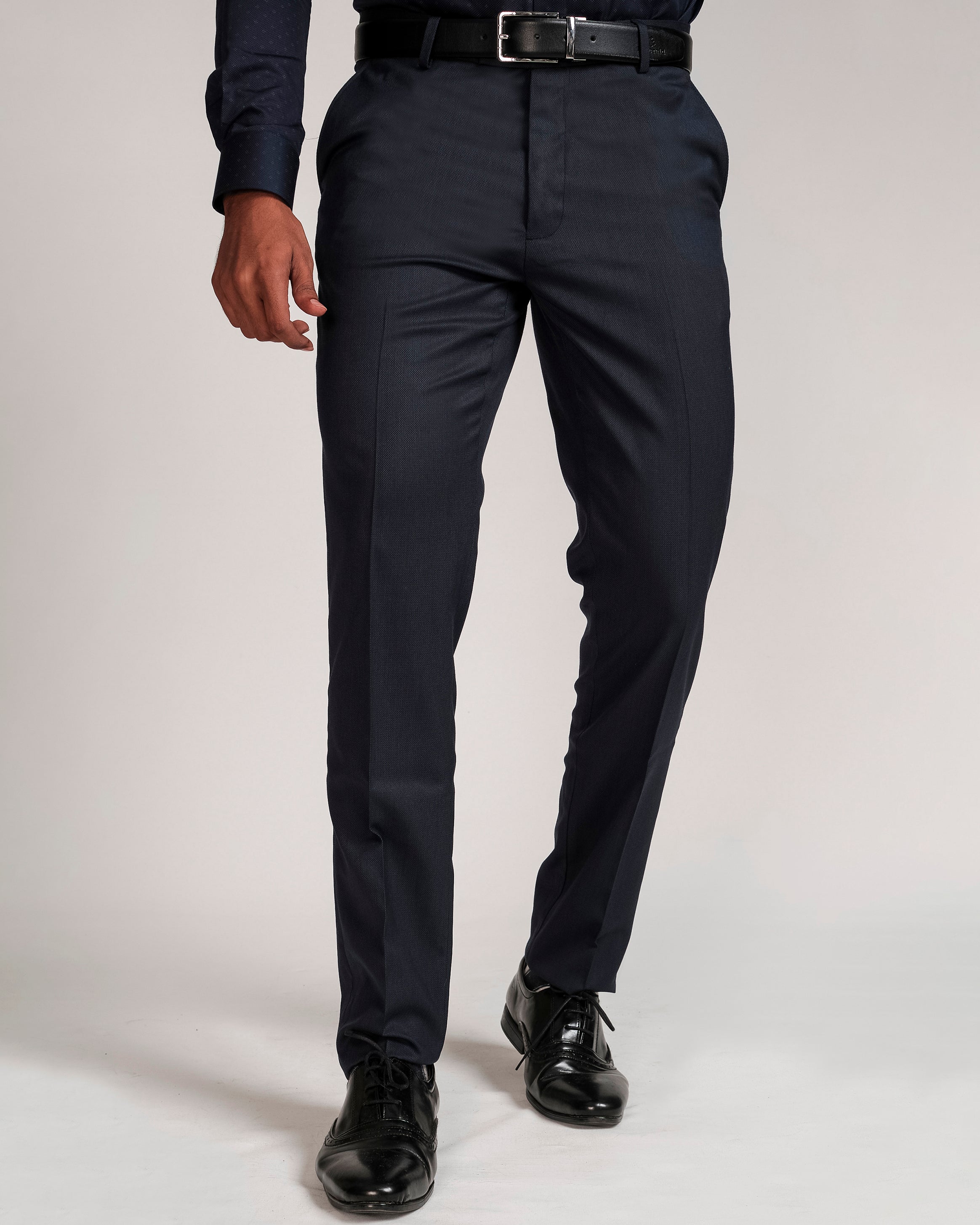 Emerald Trouser Dobby Class One Tapered Fit-Navy