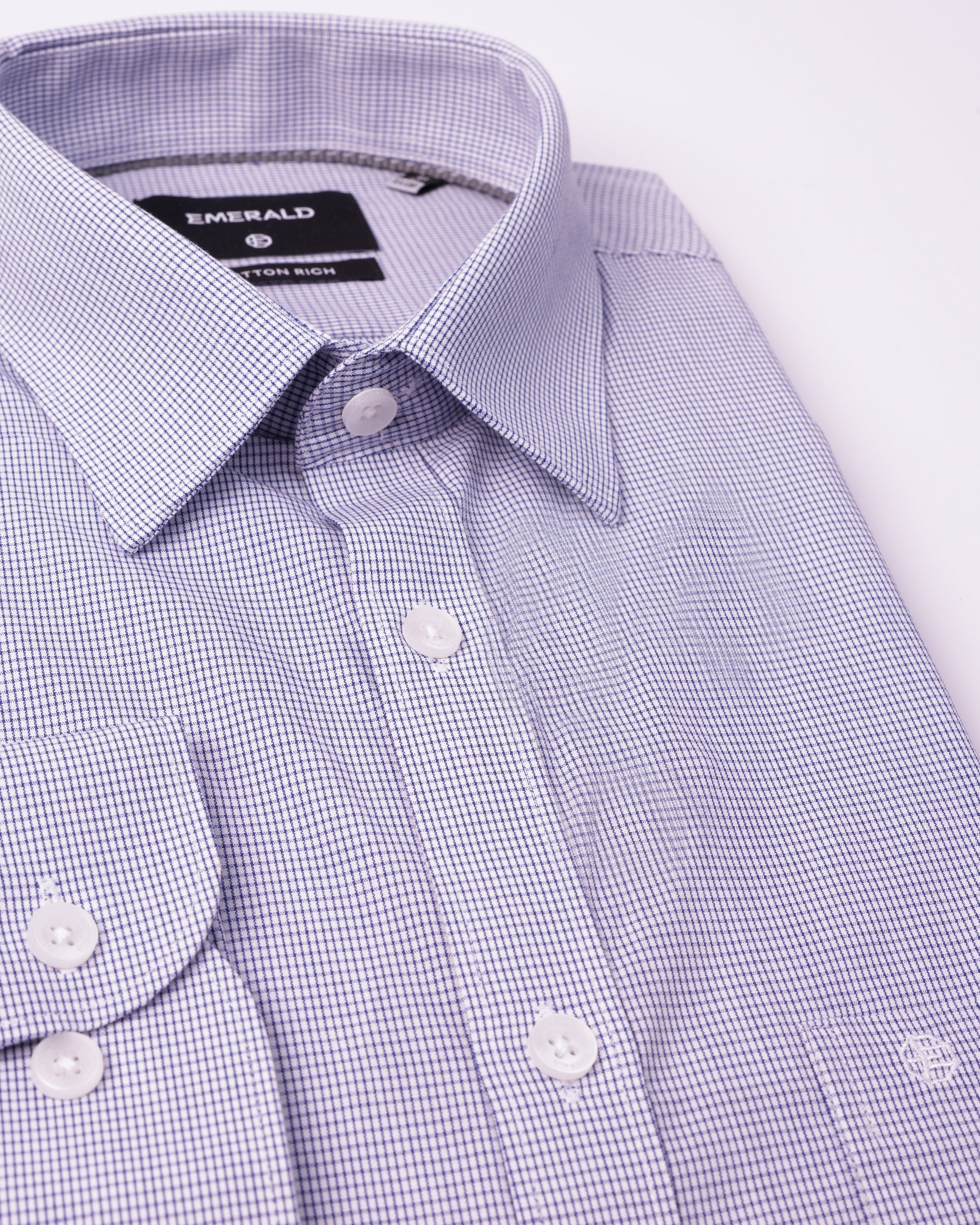 EMERALD FORMAL MICRO CHECKS SLIM FS-Baby Blue