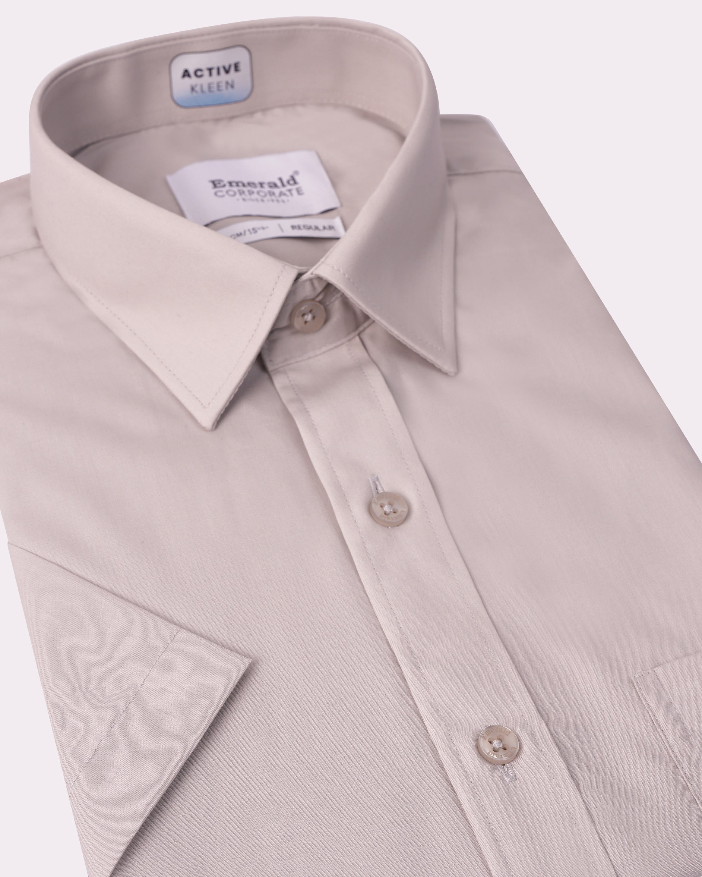 Emerald Corporate Plain Active Kleen Regular Fit-Ash