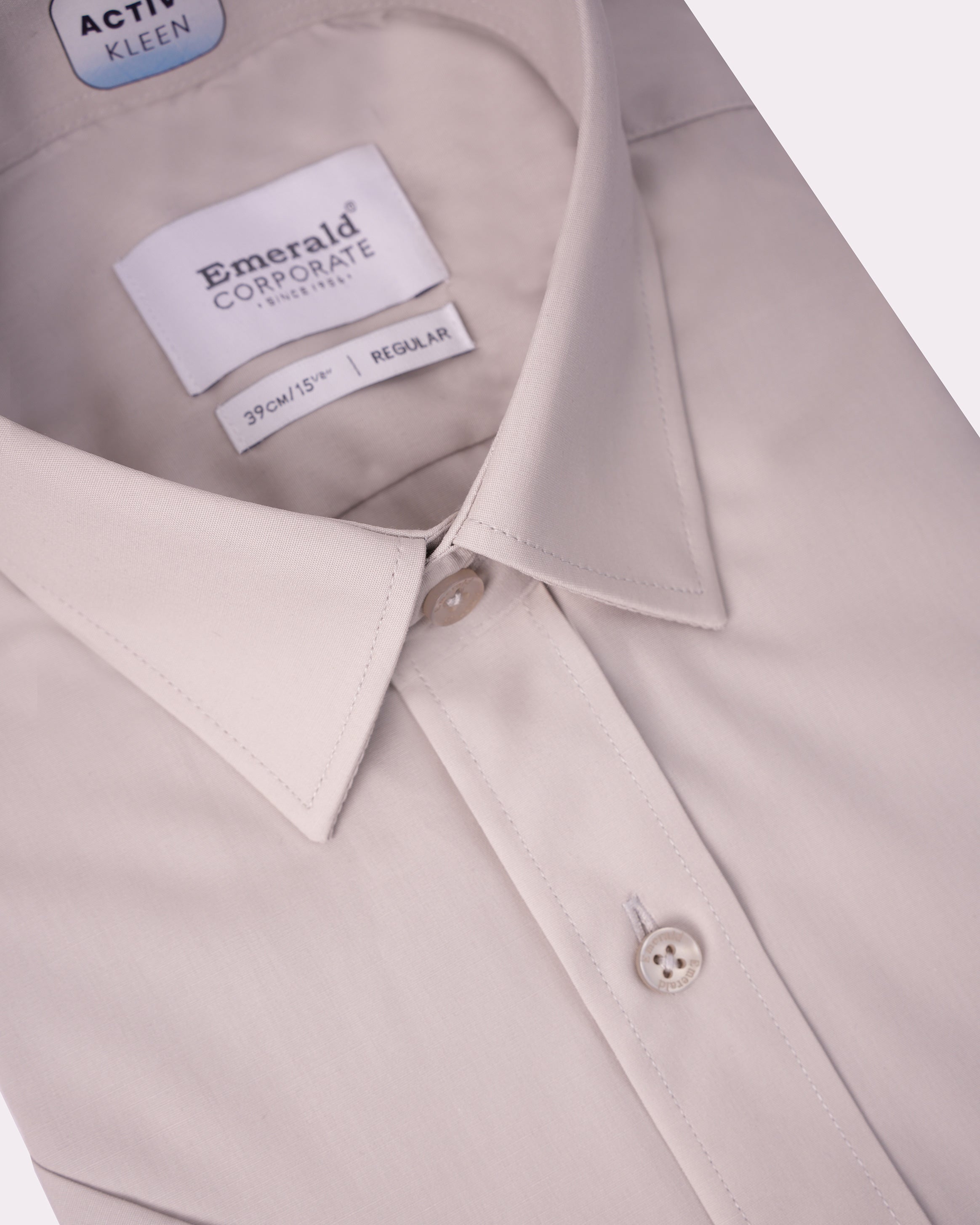 Emerald Corporate Plain Active Kleen Regular Fit-Ash