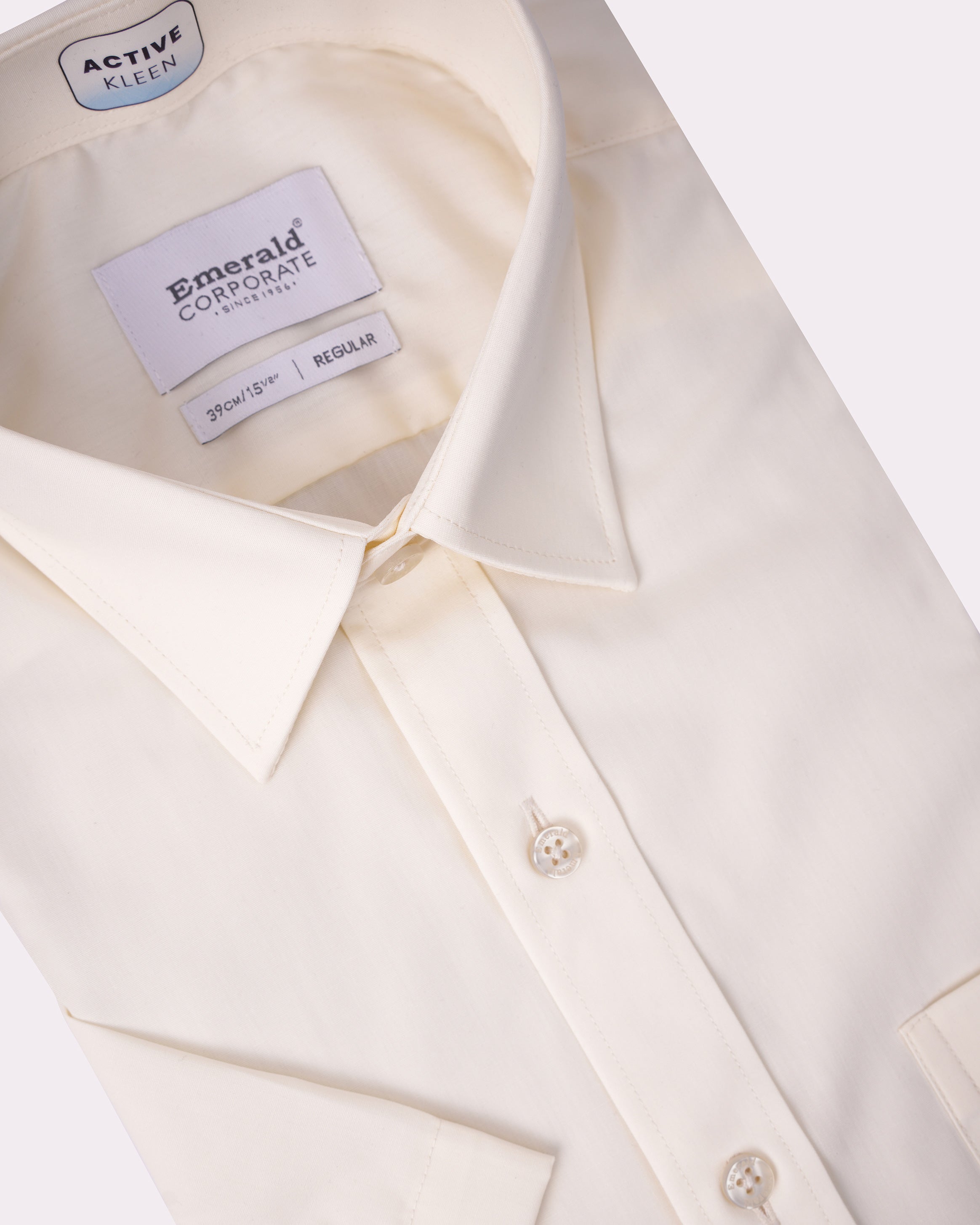 Emerald Corporate Plain Active Kleen Regular Fit-Vanilla