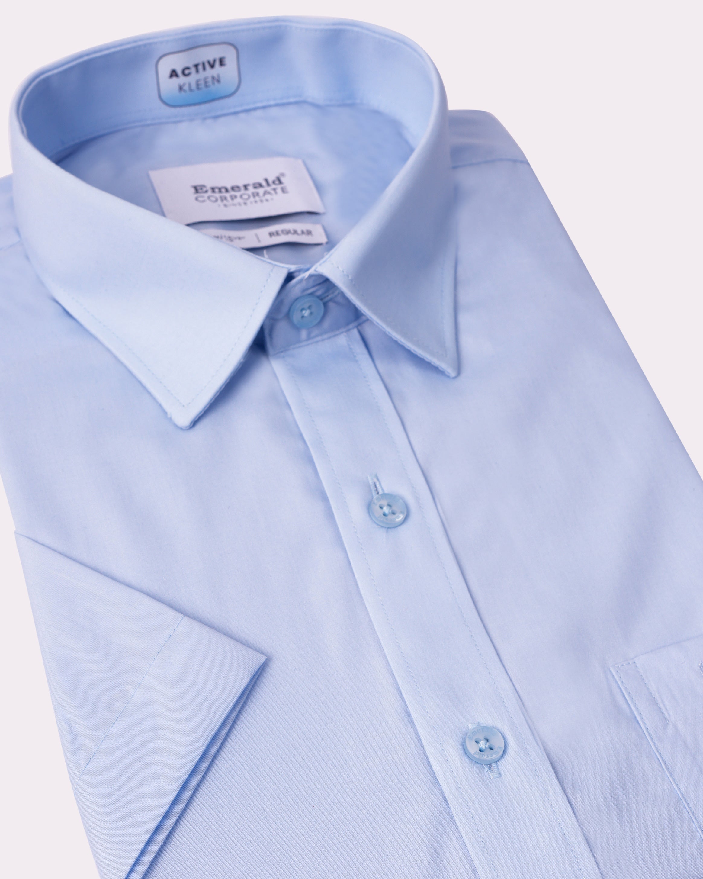 Emerald Corporate Plain Active Kleen Regular Fit-Peacock Blue