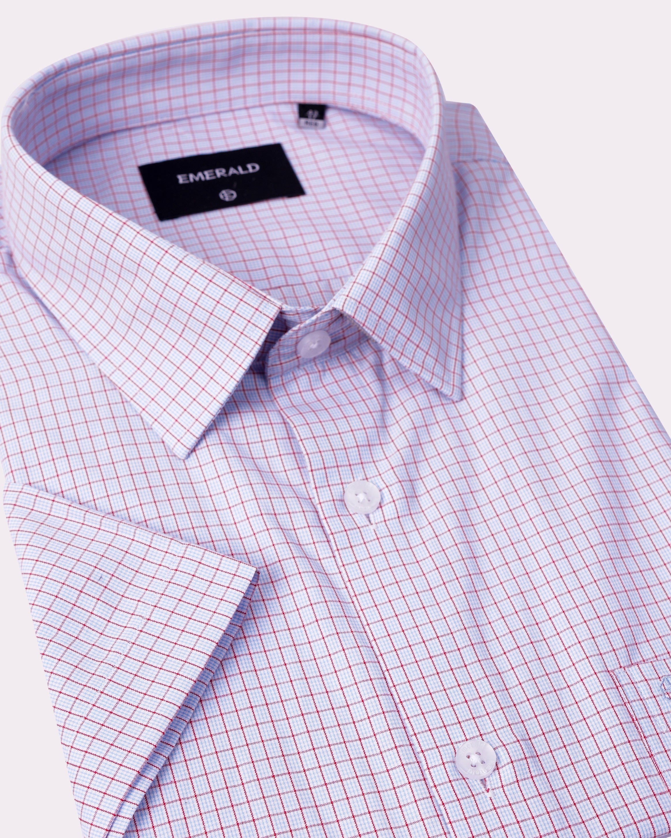 Emerald Corporate Checks Regular Fit-Racing Red