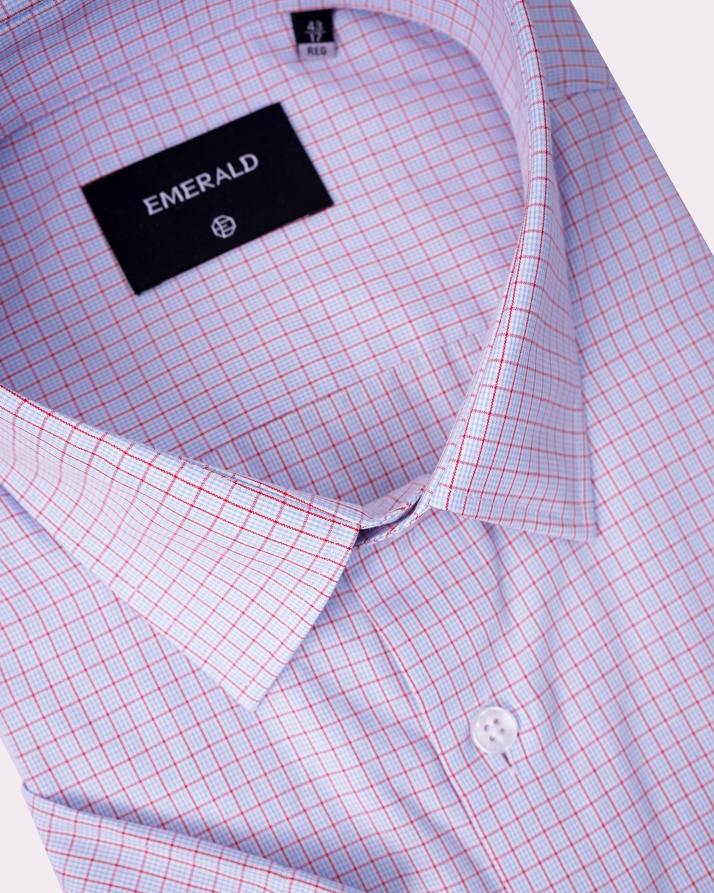 Emerald Corporate Checks Regular Fit-Racing Red