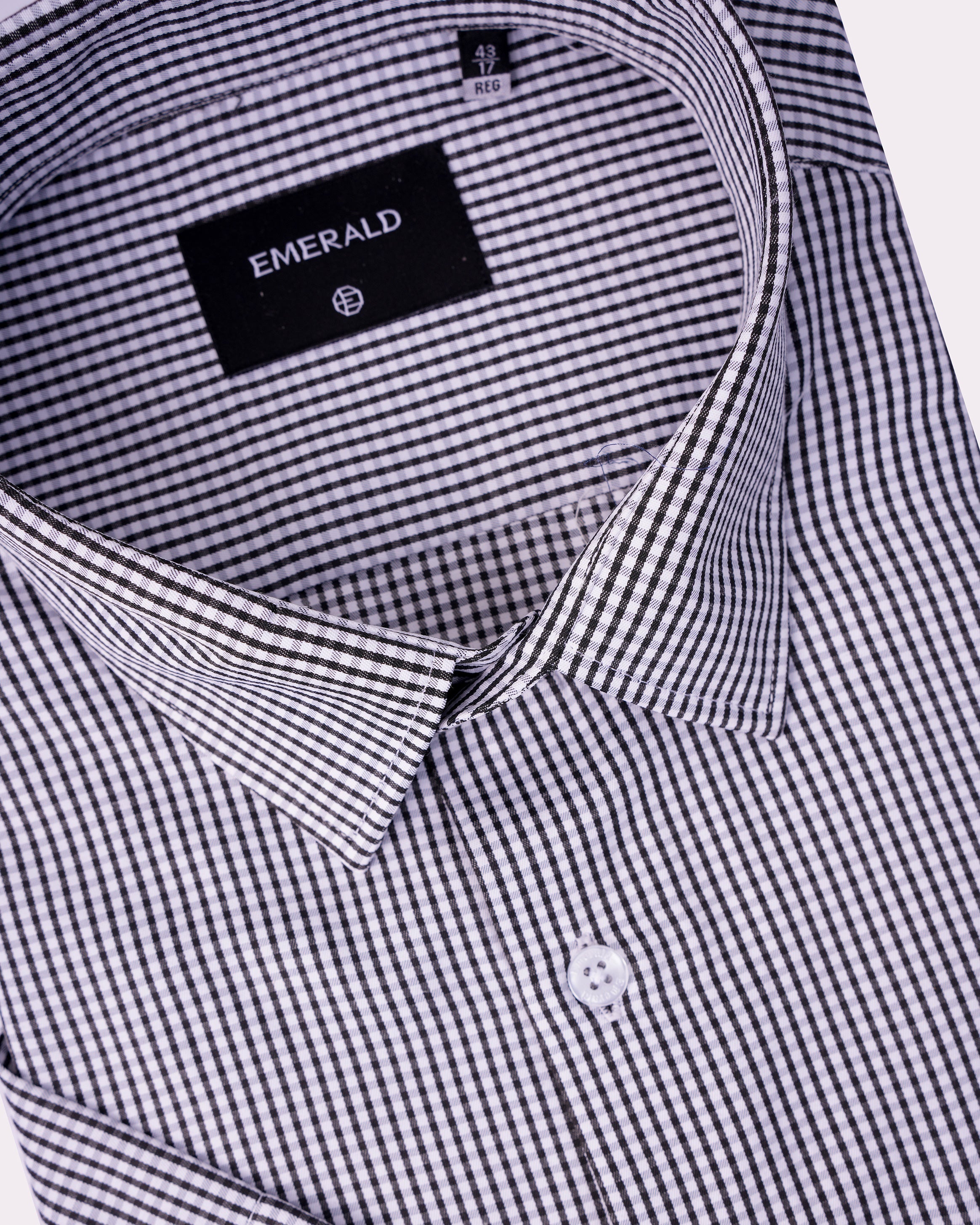 Emerald Corporate Checks Regular Fit-Black Inck