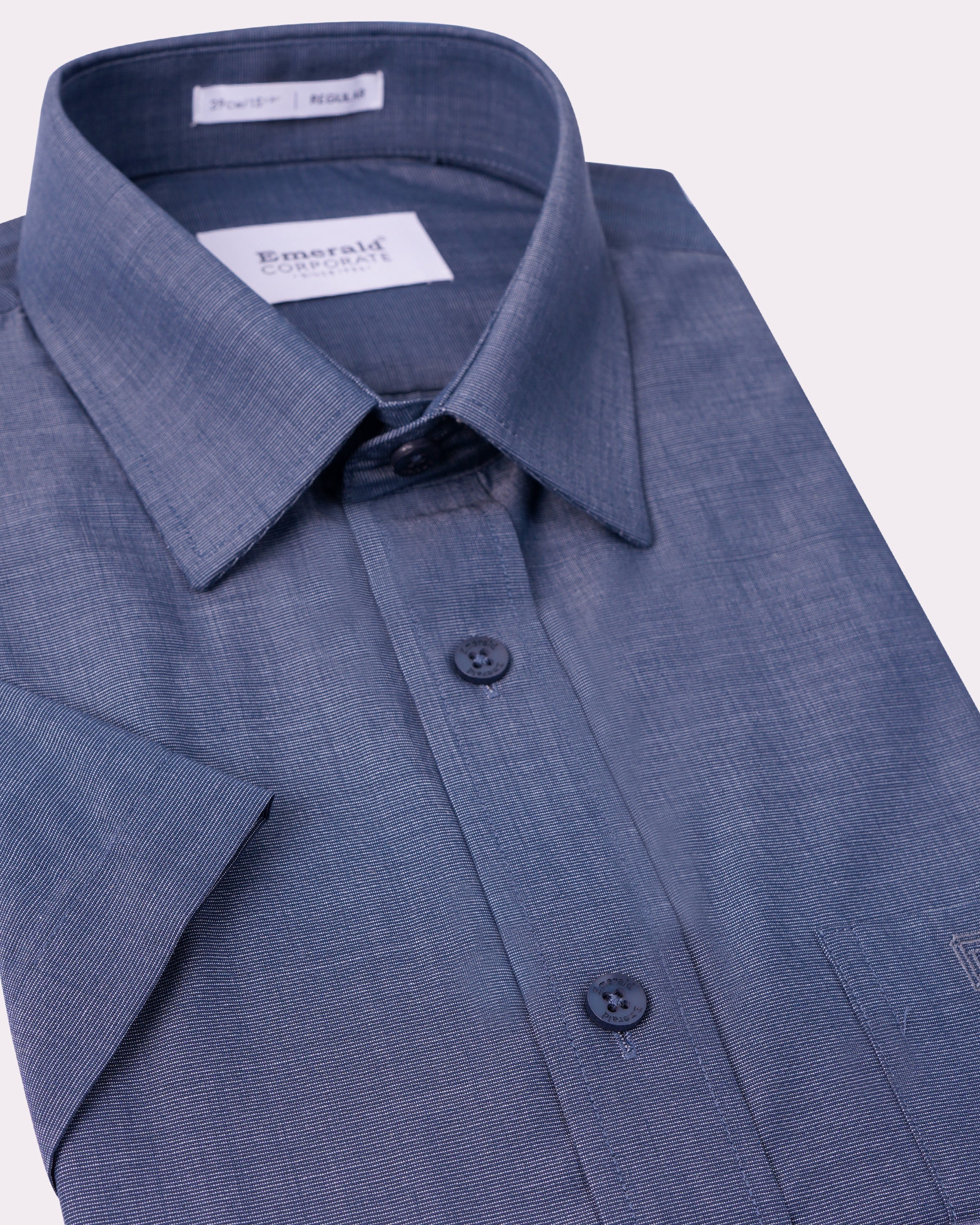 Emerald Corporate Fil A Fil Regular Fit-Blue Faience