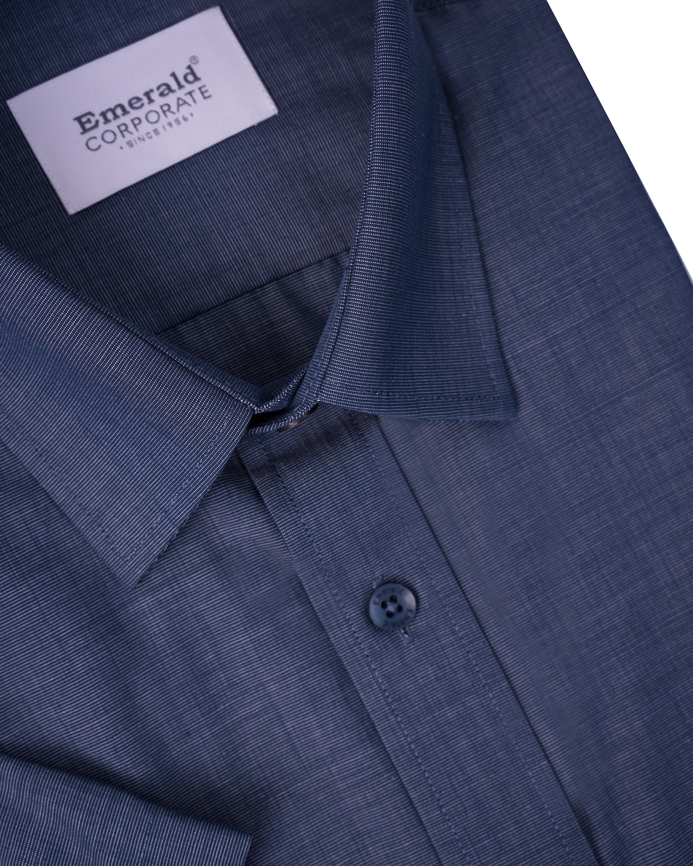 Emerald Corporate Fil A Fil Regular Fit-Blue Faience